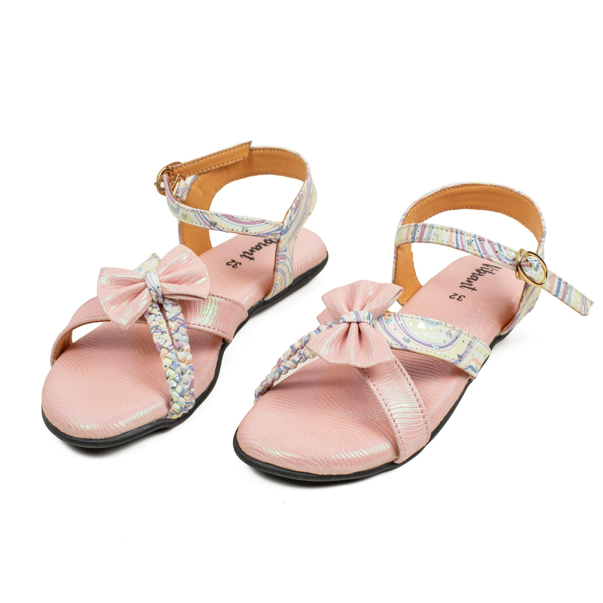 Vibrant Girls' Summer Pink Floral Sandals – Soft PU Leather Shoes with Cushioned Insole & EVA Sole - Vibrantbd.com