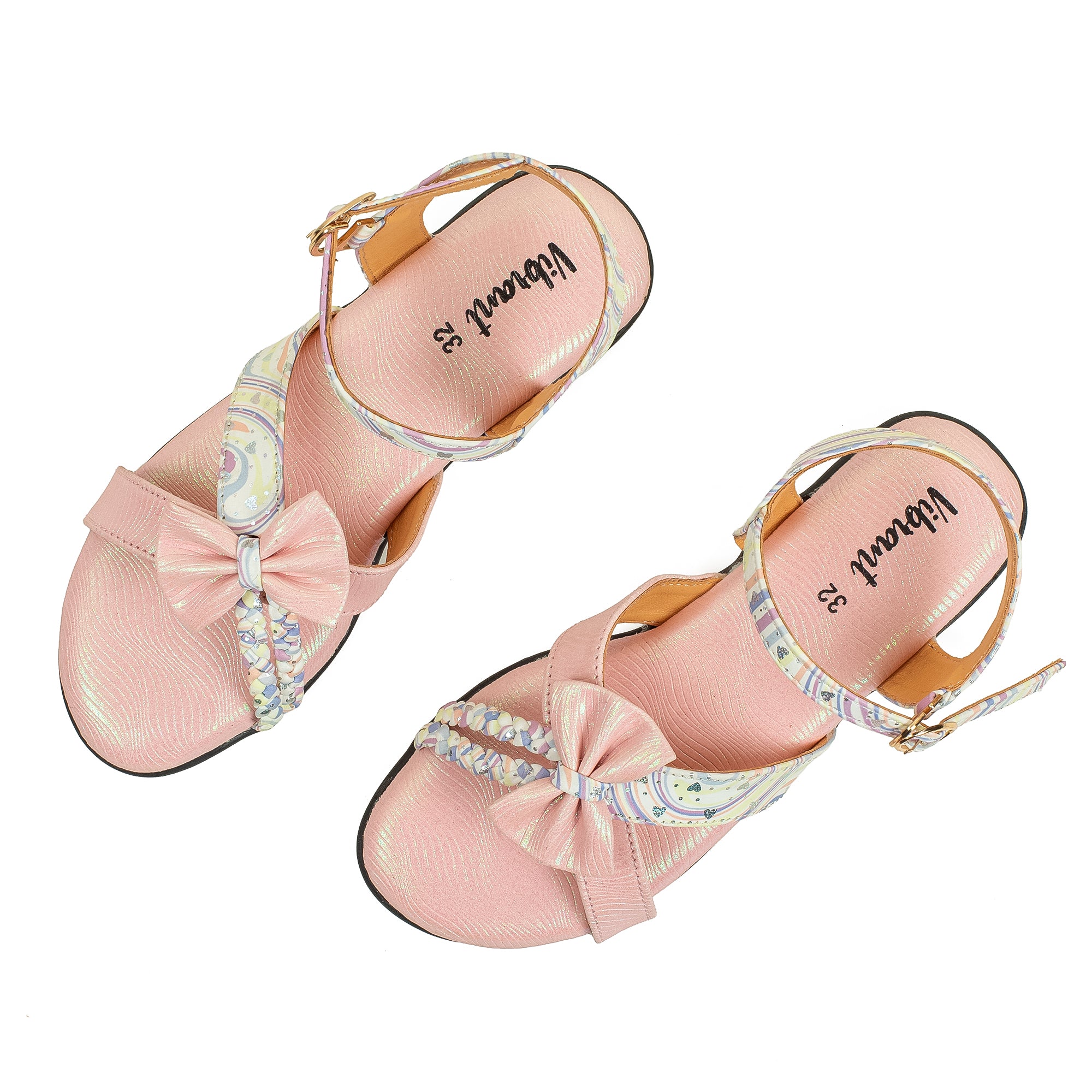 Vibrant Girls' Summer Pink Floral Sandals – Soft PU Leather Shoes with Cushioned Insole & EVA Sole - Vibrantbd.com