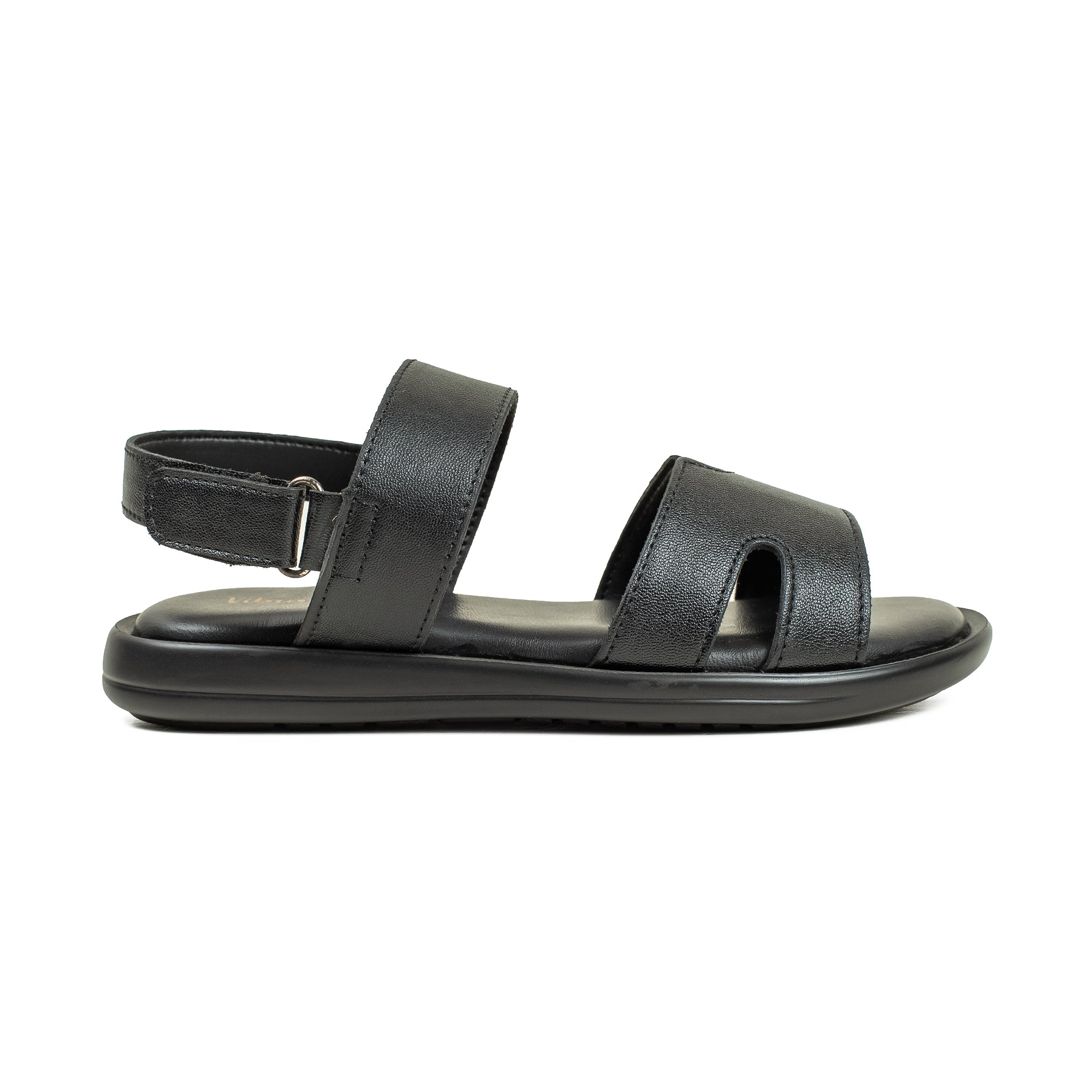 Vibrant Children's Sandal - Black Synthetic Leather, Lightweight PU Sole, Comfortable Padded Insole - Vibrantbd.com