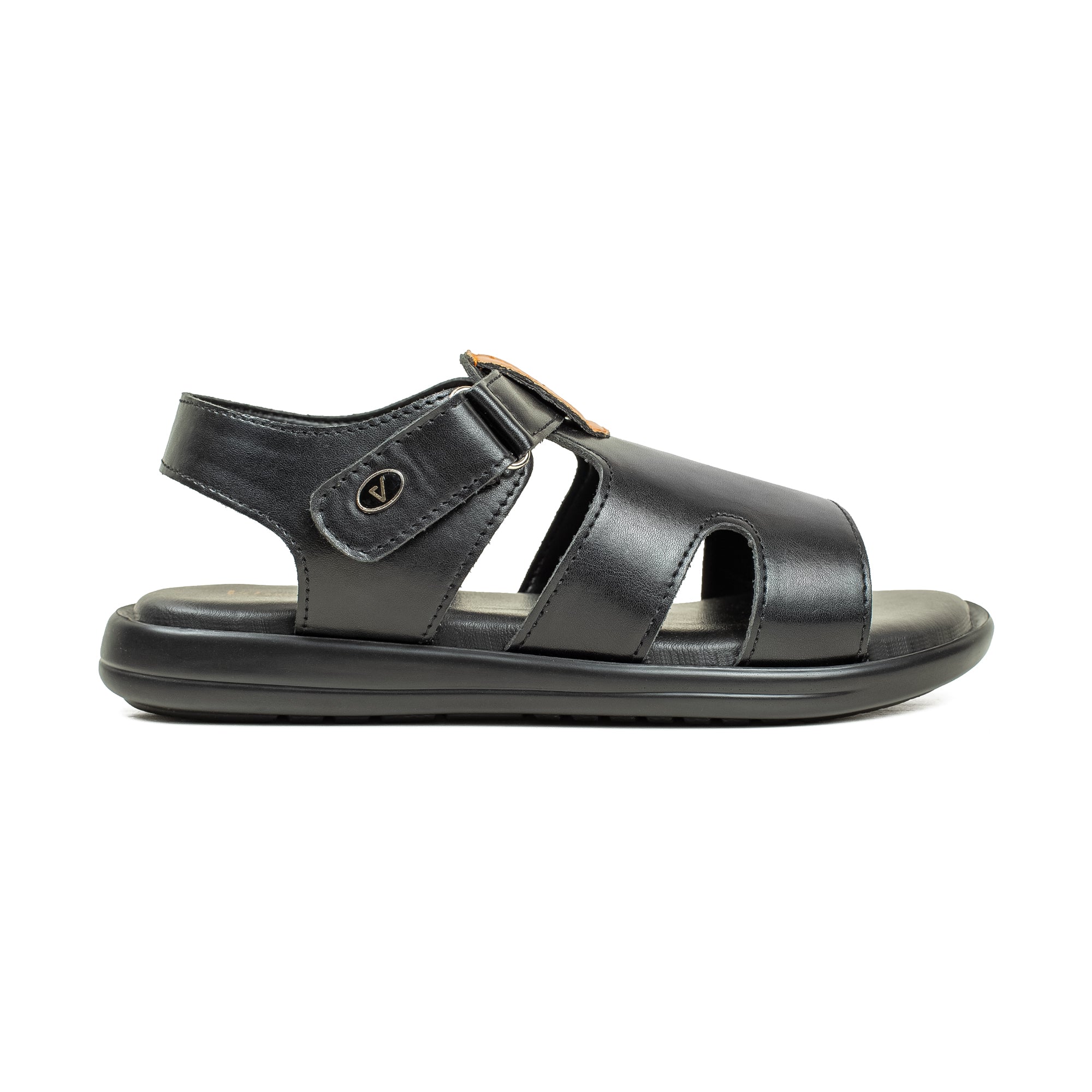 Vibrant Kids’ Sandal – Black Synthetic Leather, Lightweight PU Sole, Cushioned Insole for All-Day Comfort - Vibrantbd.com