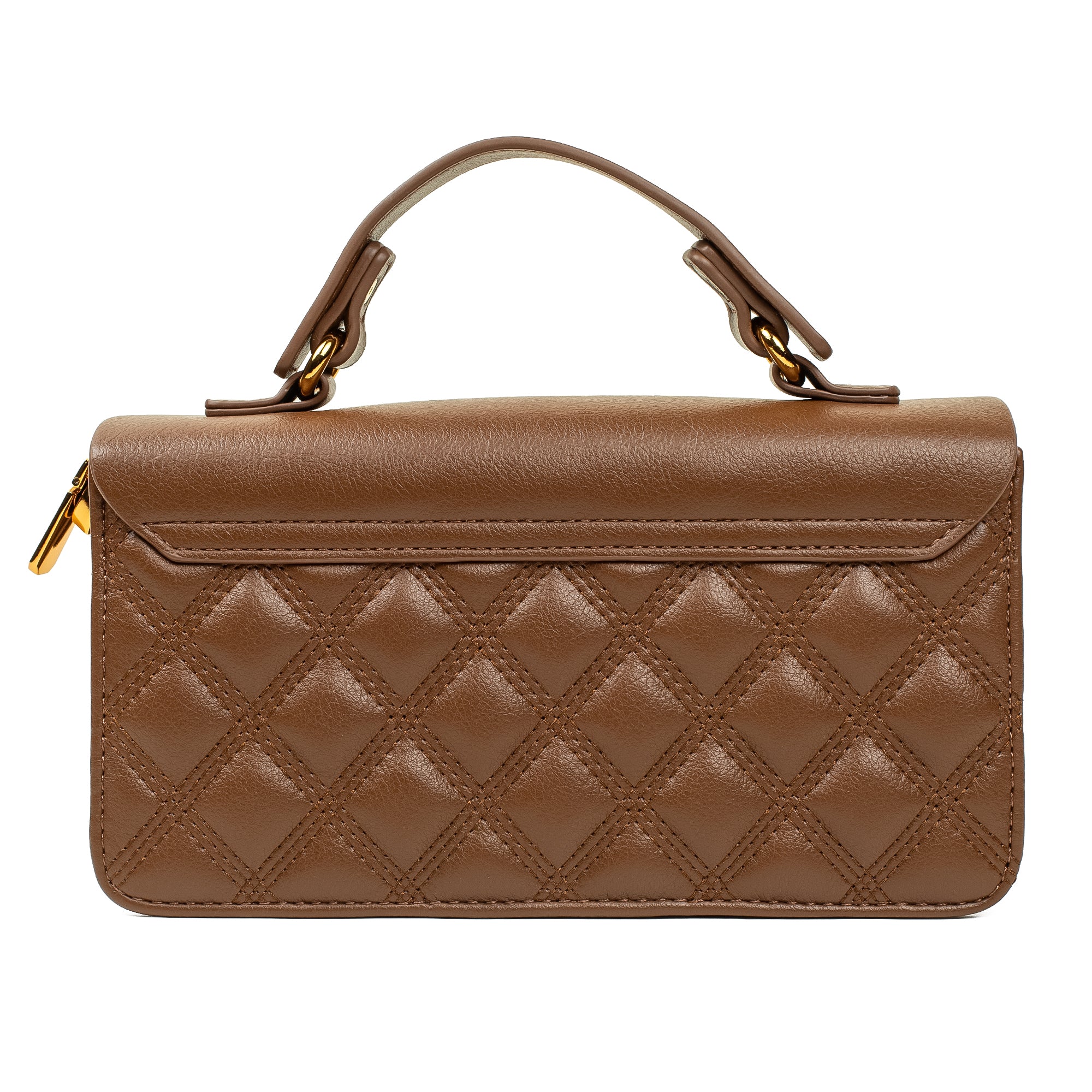 Brown Quilted Satchel Bag with Chain Strap - Vibrantbd.com