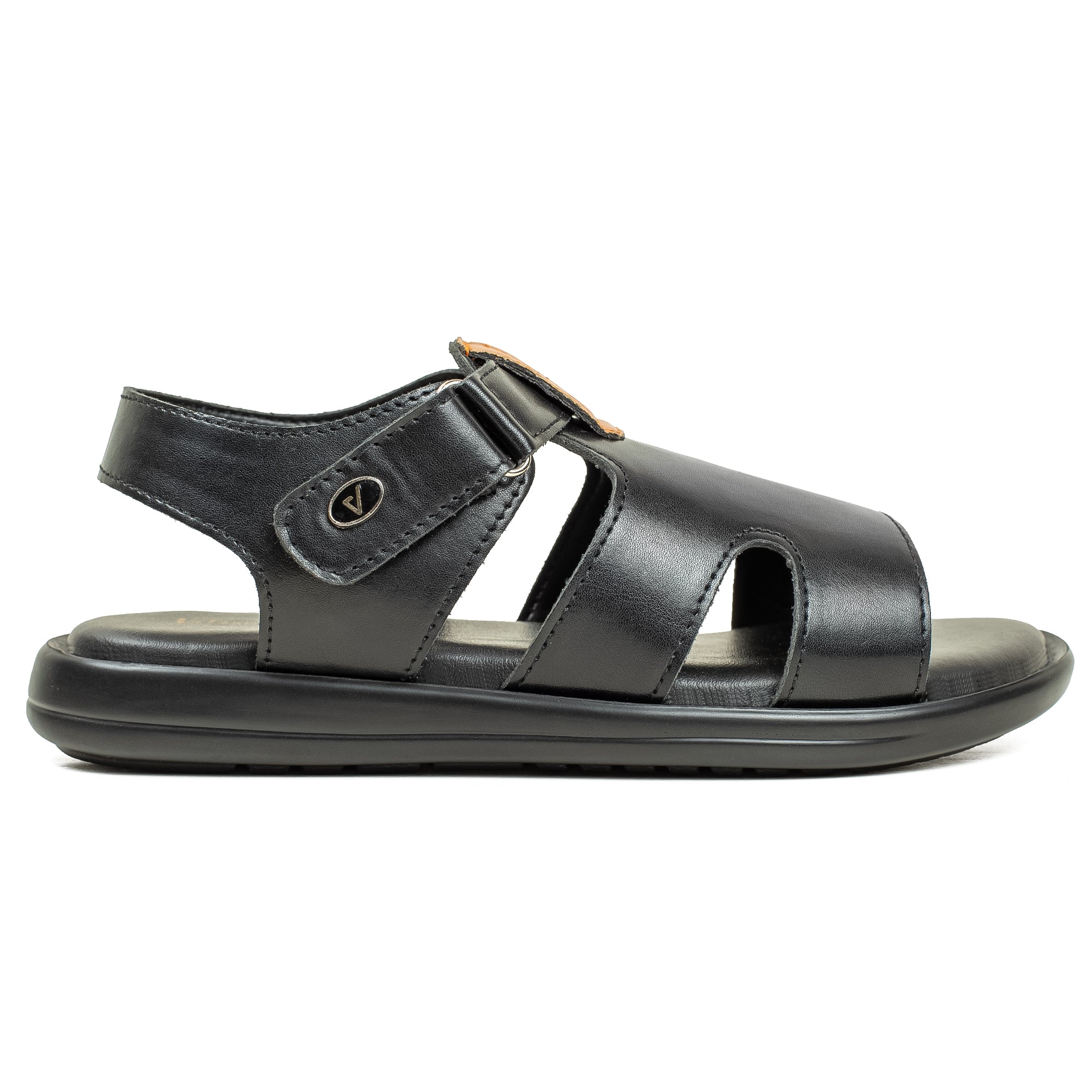 Vibrant Kids’ Sandal – Black Synthetic Leather, Lightweight PU Sole, Cushioned Insole for All-Day Comfort - Vibrantbd.com