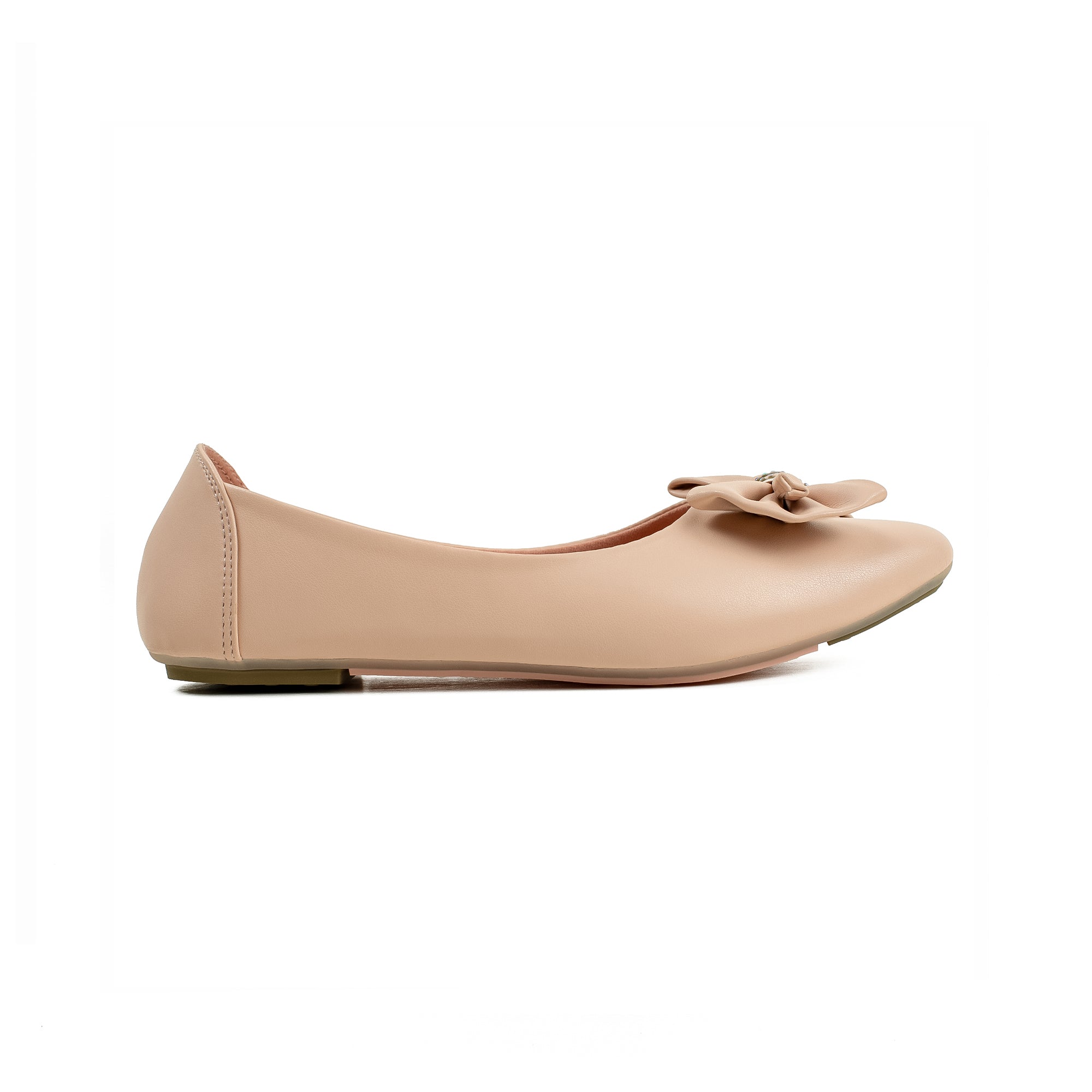 Vibrant Beige Ballerina Flats for Women – PU Leather, Cushioned Comfort & Trendy Design - Vibrantbd.com