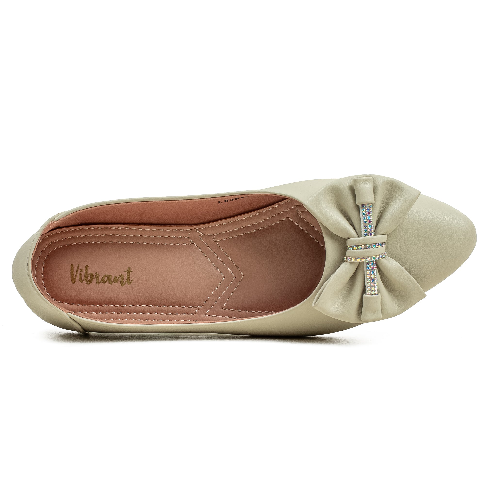 Vibrant Light Beige Ballerina Flats for Women – PU Leather, Cushioned Comfort & Trendy Design - Vibrantbd.com