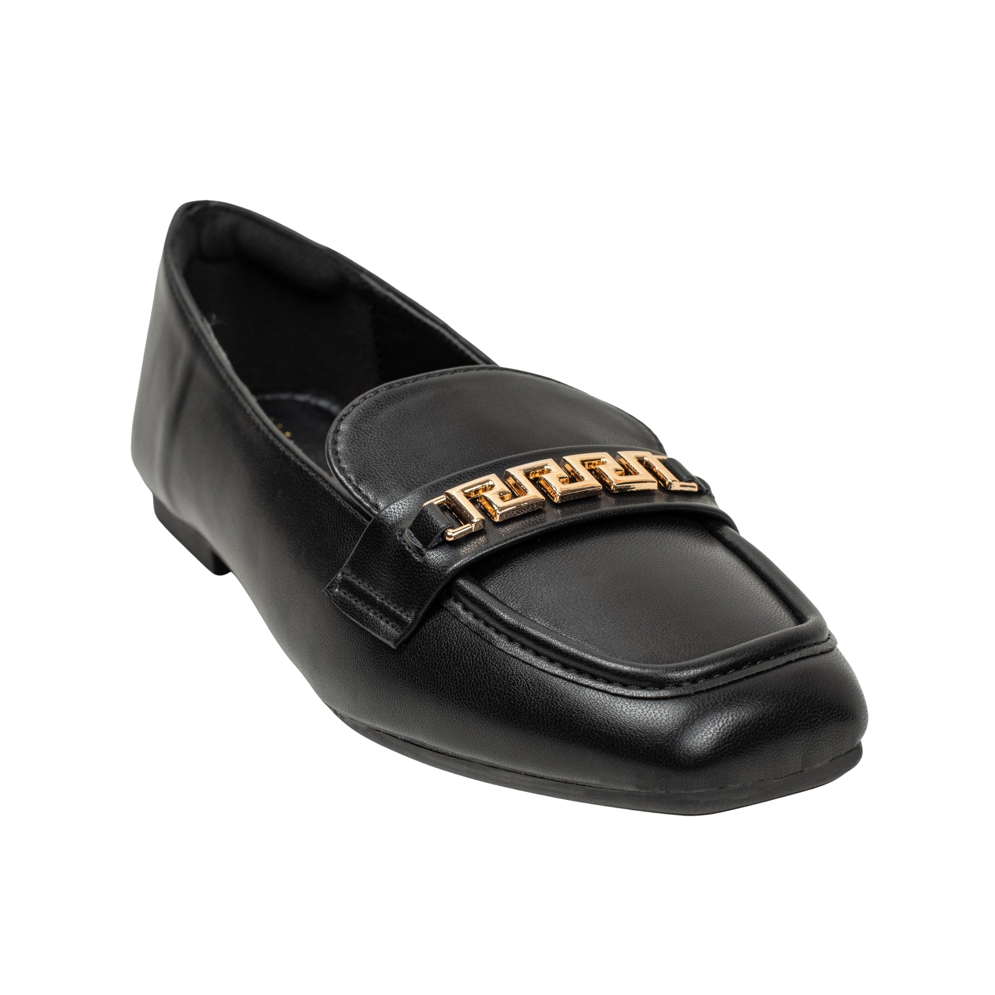 VIBRANT CHIC CHAIN BLACK LADIES LOAFER SHOES