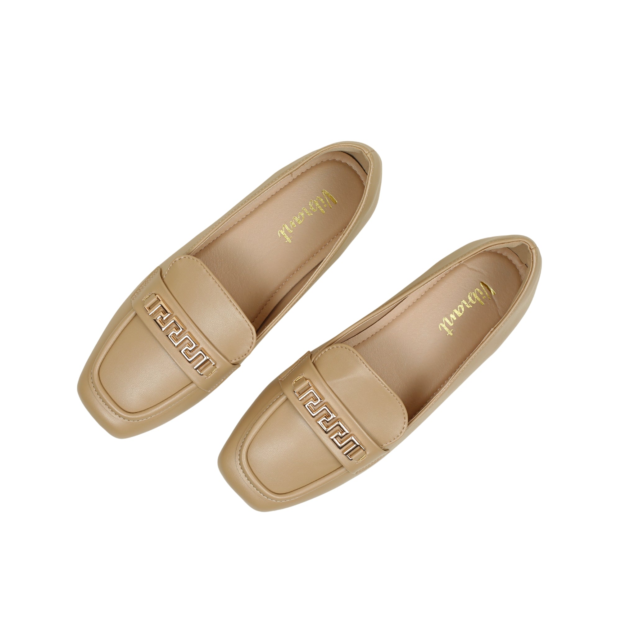 VIBRANT CHIC CHAIN BEIGE LADIES LOAFER SHOES - Vibrantbd.com
