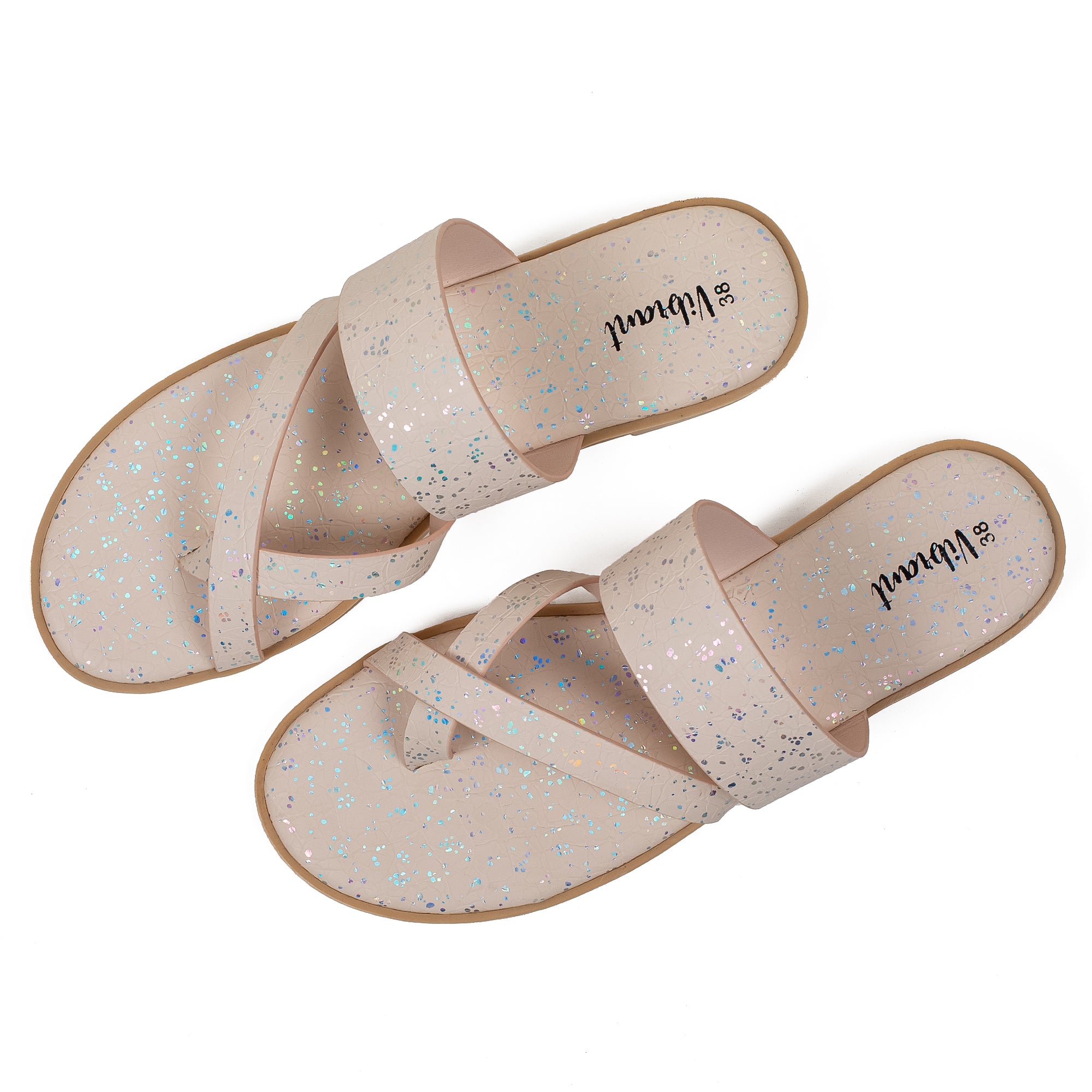 Vibrant Women's Beige Flat Sandals – Stylish PU Leather Slip-On with Cushioned Insole for Everyday Comfort - Vibrantbd.com