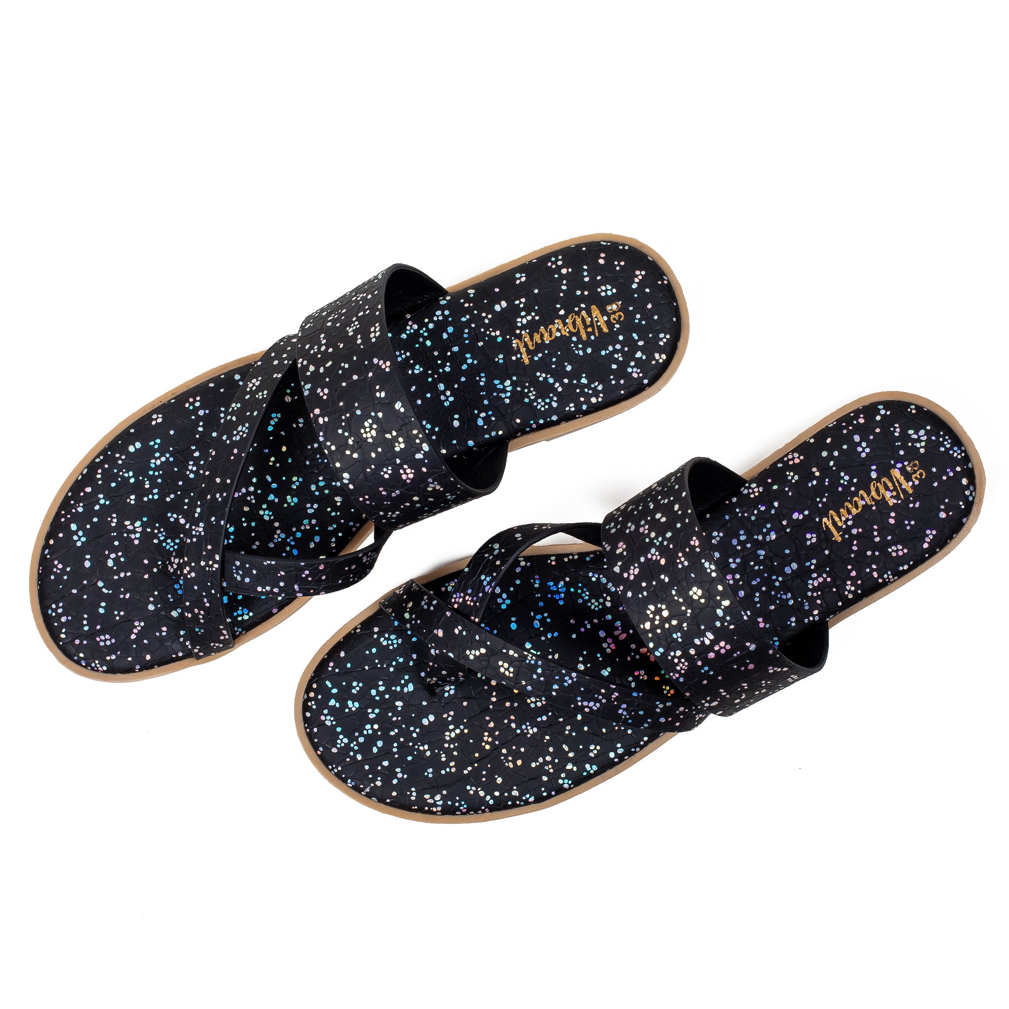 Vibrant Women's Black Flat Sandals – Stylish PU Leather Slip-On with Cushioned Insole for Everyday Comfort - Vibrantbd.com
