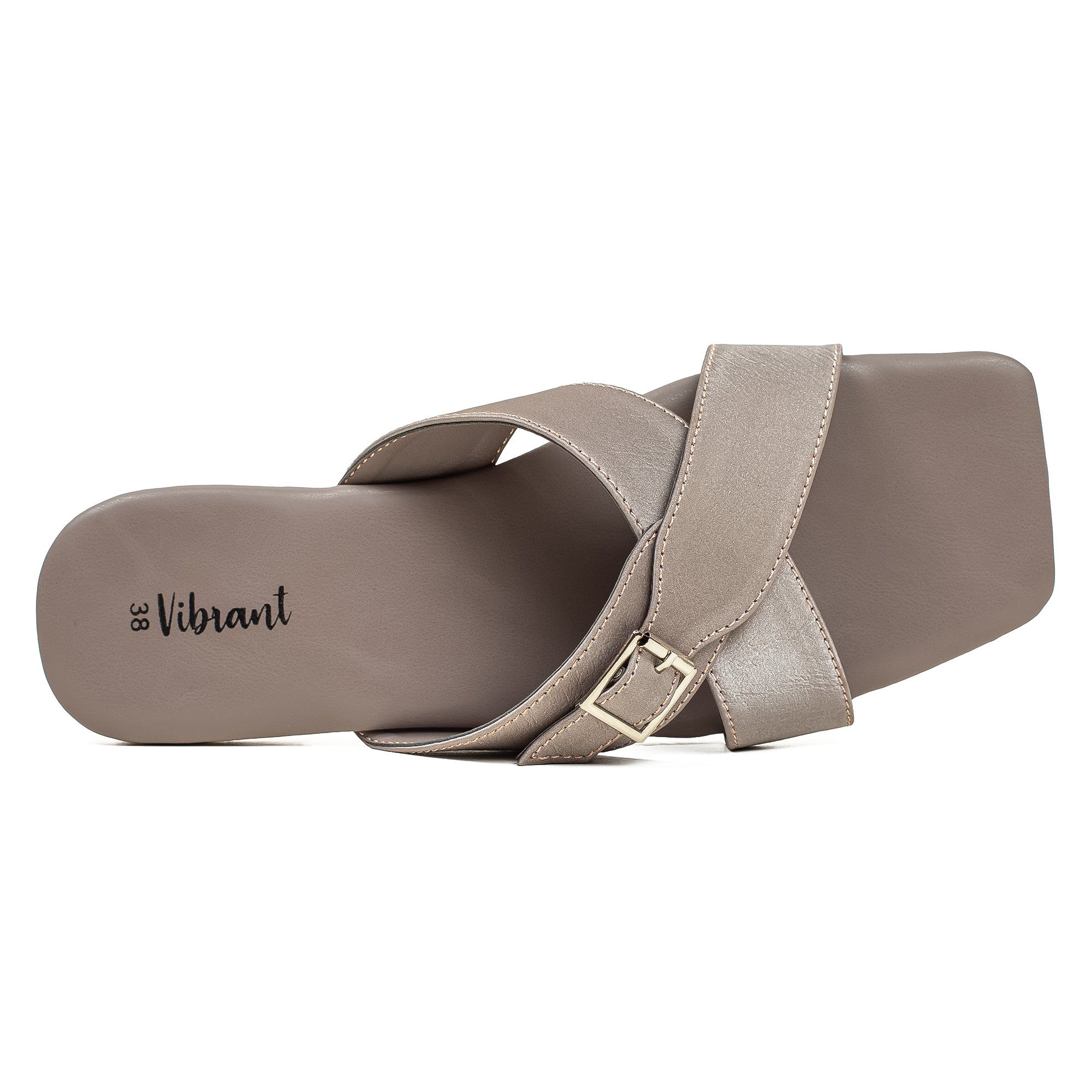 Vibrant Ladies' Grey Flat Sandal – Stylish PU Leather Comfort Footwear with Cushioned Insole & TPR Sole - Vibrantbd.com