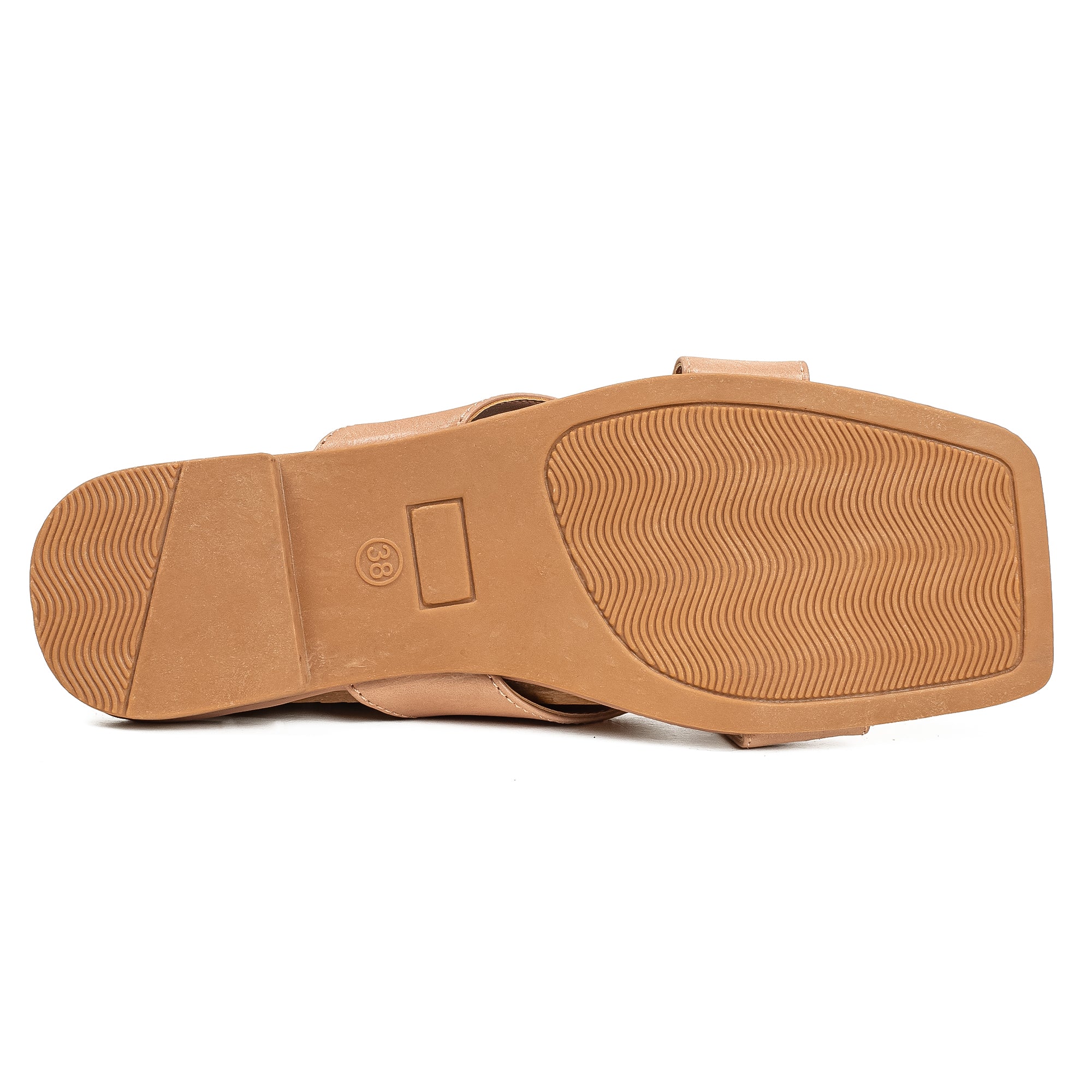 Vibrant Ladies' Beige Flat Sandal – Stylish PU Leather Comfort Footwear with Cushioned Insole & TPR Sole - Vibrantbd.com