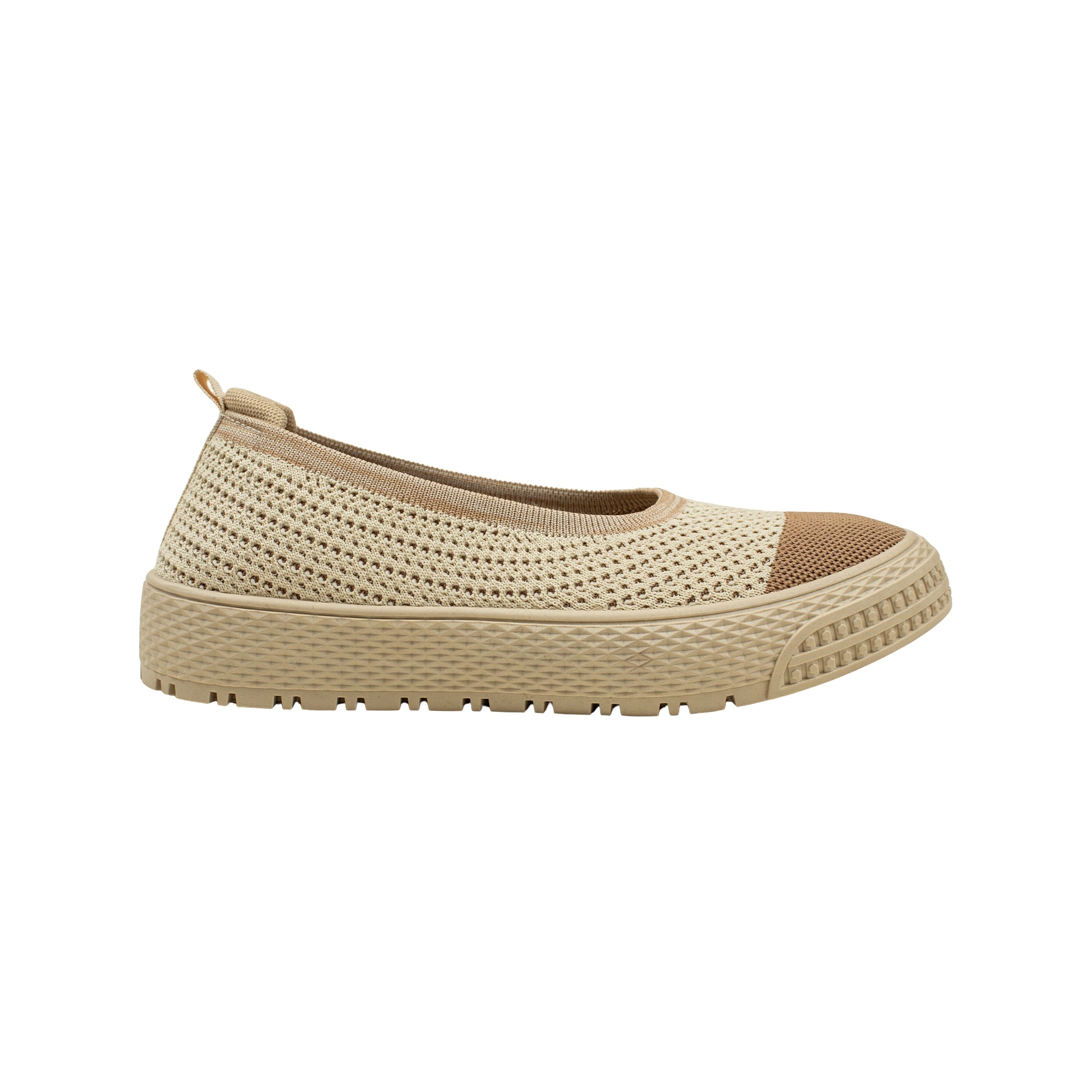 VIBRANT BEIGE AND BROWN KNIT PLATFORM SLIP-ON SHOES - Vibrantbd.com