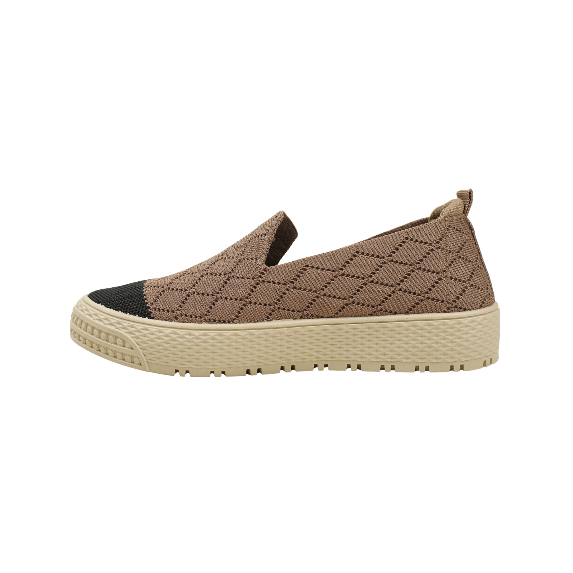 VIBRANT BROWN KNIT PLATFORM SLIP-ON SHOES - Vibrantbd.com