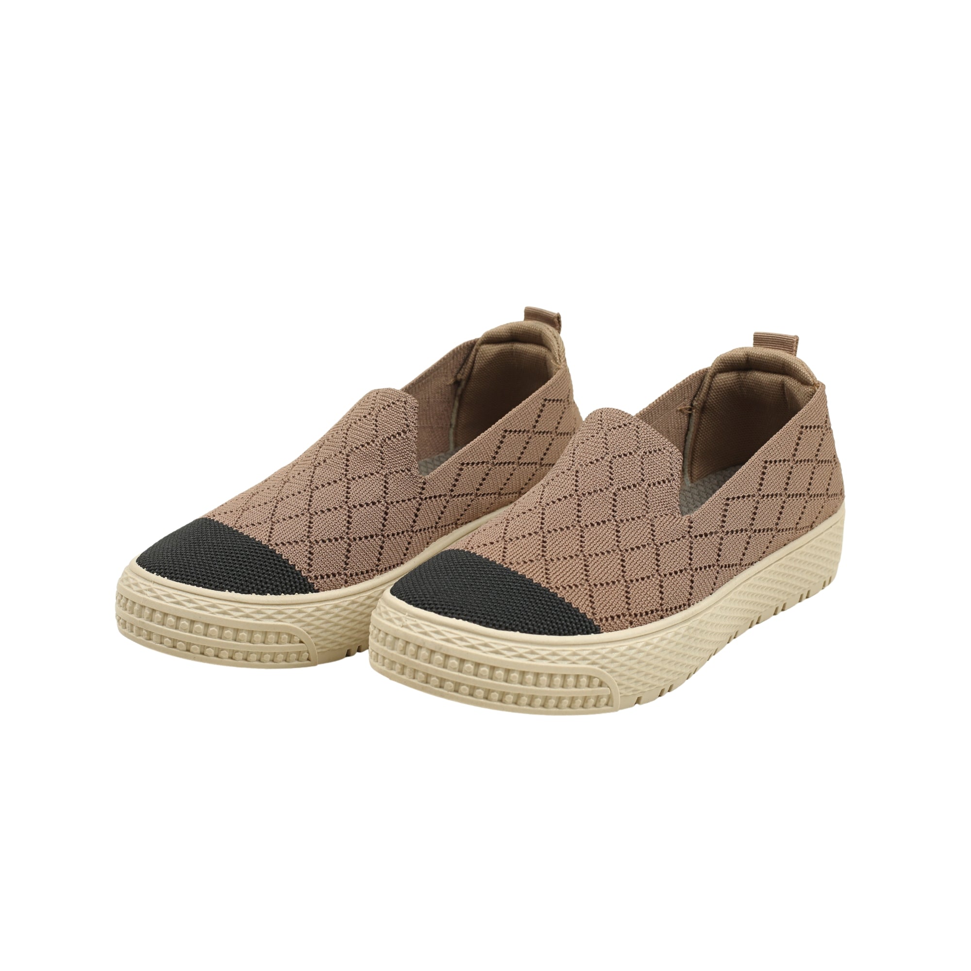 VIBRANT BROWN KNIT PLATFORM SLIP-ON SHOES - Vibrantbd.com