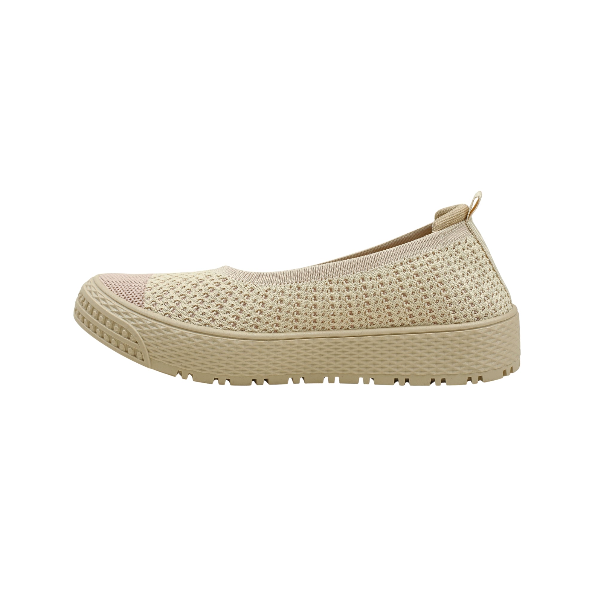 VIBRANT BEIGE AND PINK KNIT PLATFORM SLIP-ON SHOES - Vibrantbd.com