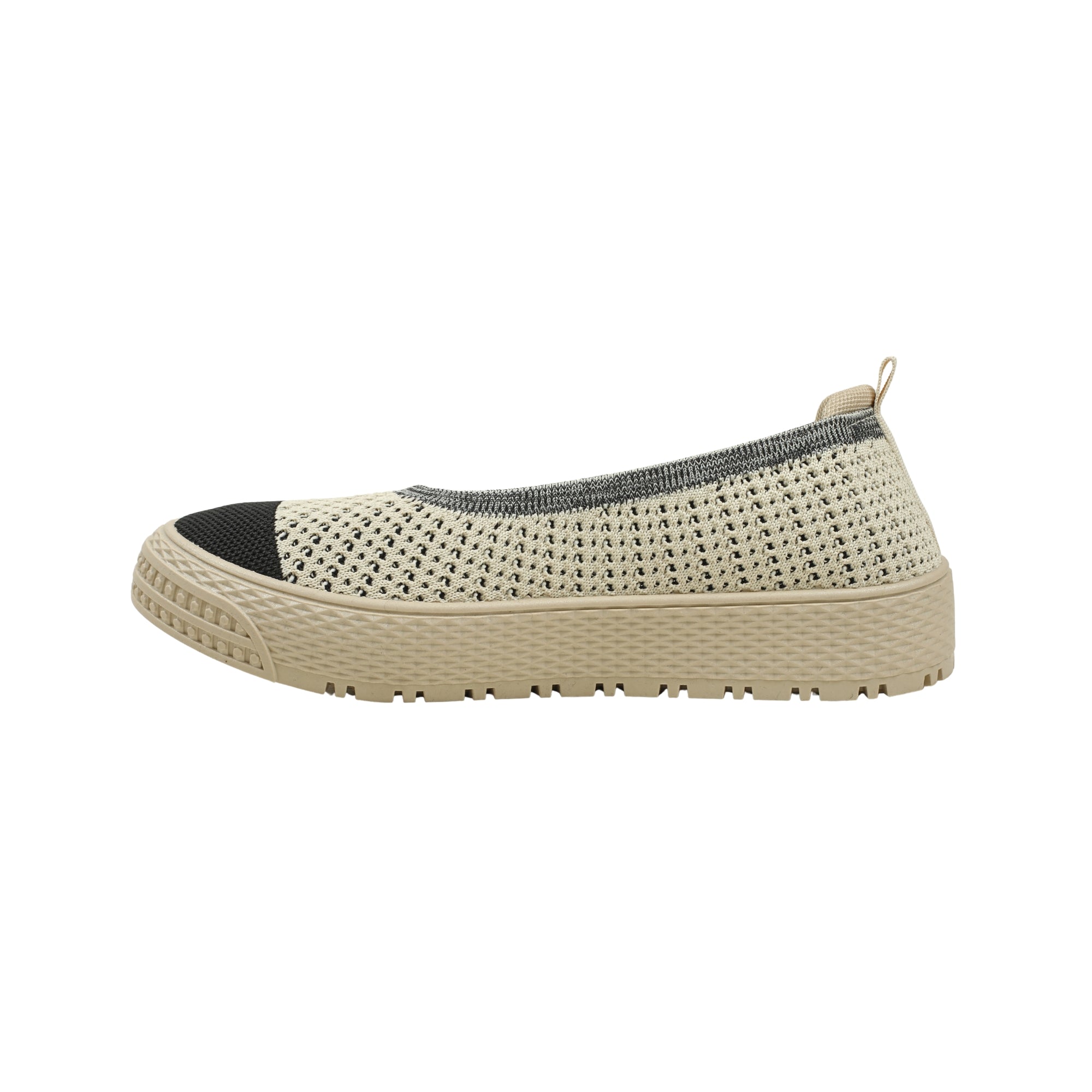 VIBRANT BEIGE AND BLACK KNIT PLATFORM SLIP-ON SHOES - Vibrantbd.com