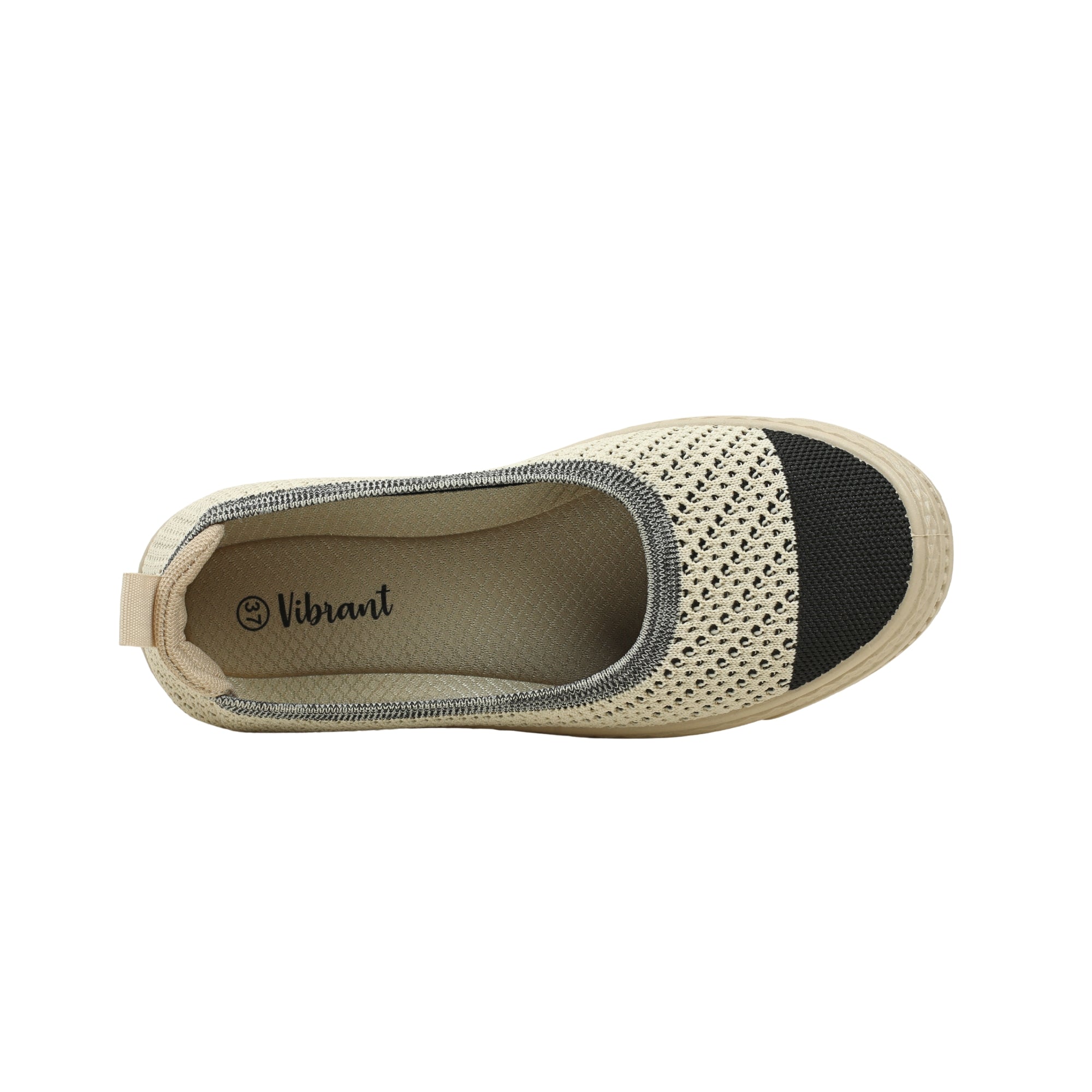 VIBRANT BEIGE AND BLACK KNIT PLATFORM SLIP-ON SHOES - Vibrantbd.com