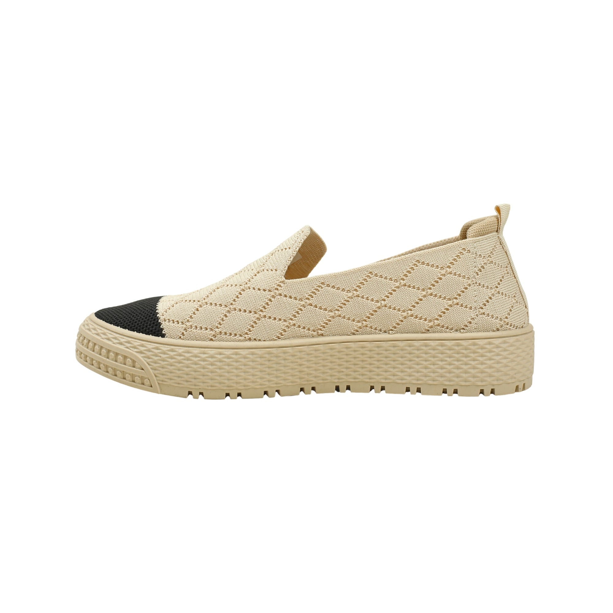 VIBRANT BEIGE KNIT PLATFORM SLIP-ON SHOES - Vibrantbd.com