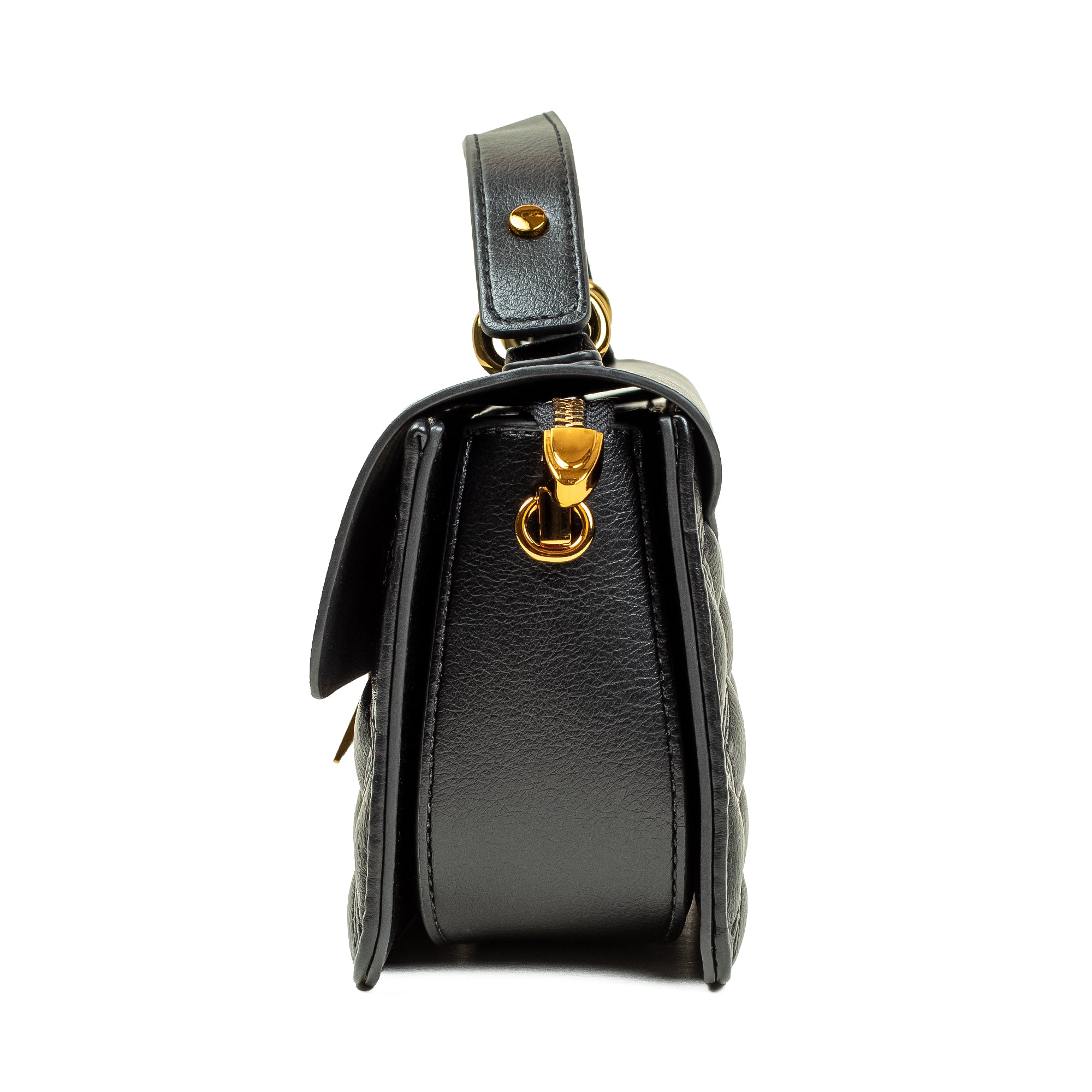 Black Quilted Satchel Bag with Chain Strap - Vibrantbd.com