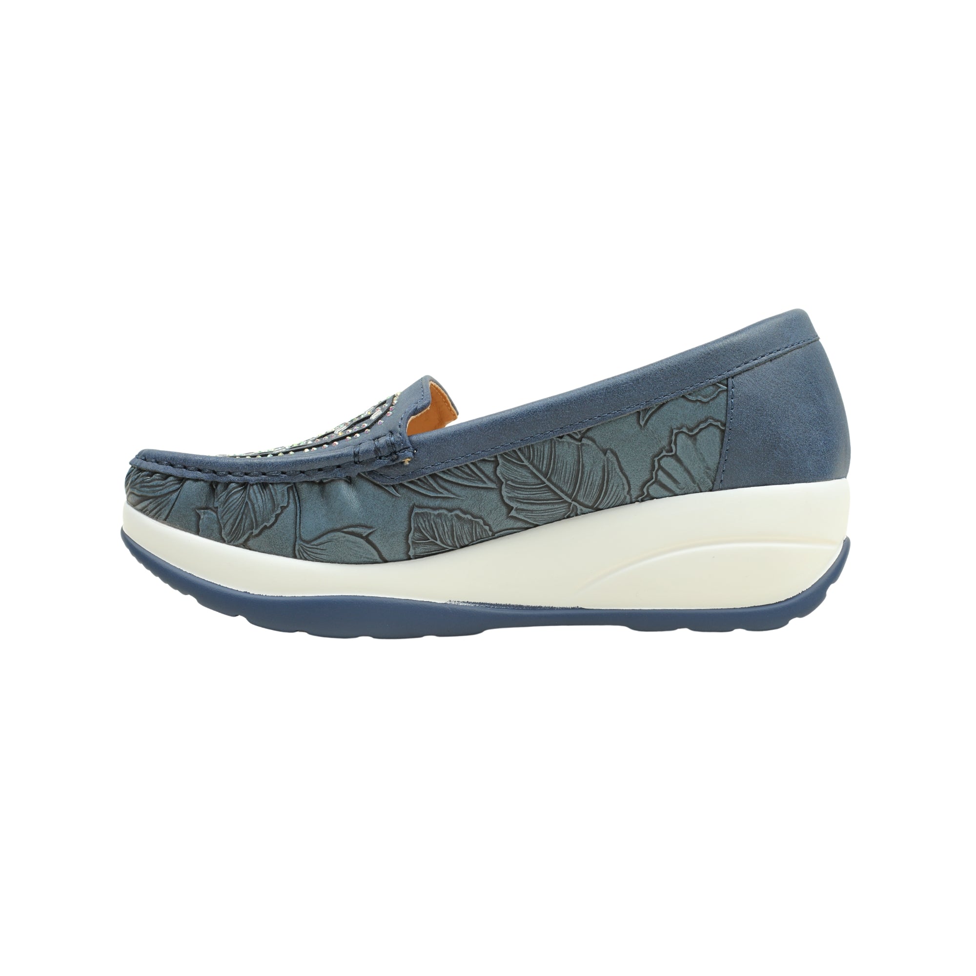 VIBRANT WOMEN'S BLUE SLIP-ON LOAFER (COMFORT MULE) - Vibrantbd.com