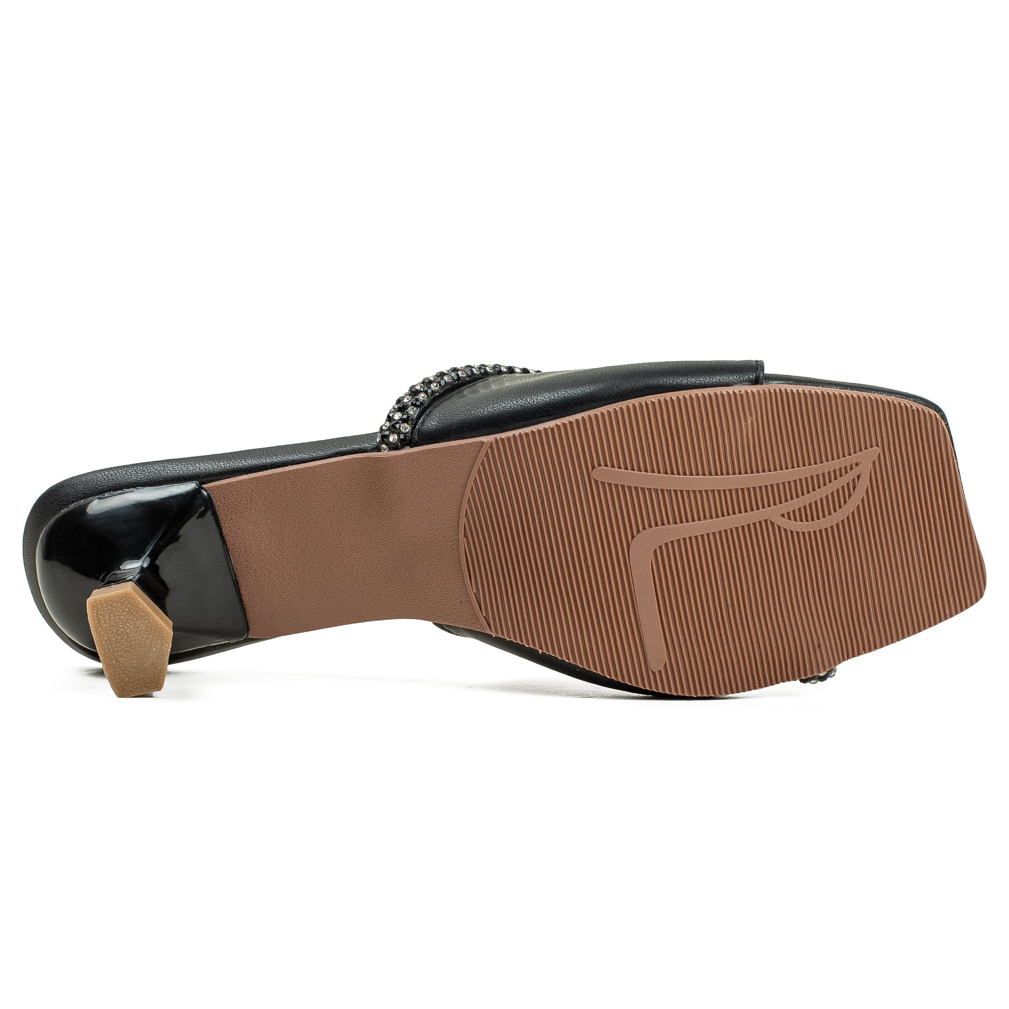 Vibrant Women's Black Kitten Heel Sandals – Elegant Pearl Strap, PU Leather, Cushioned Insole for Fashion Lovers - Vibrantbd.com