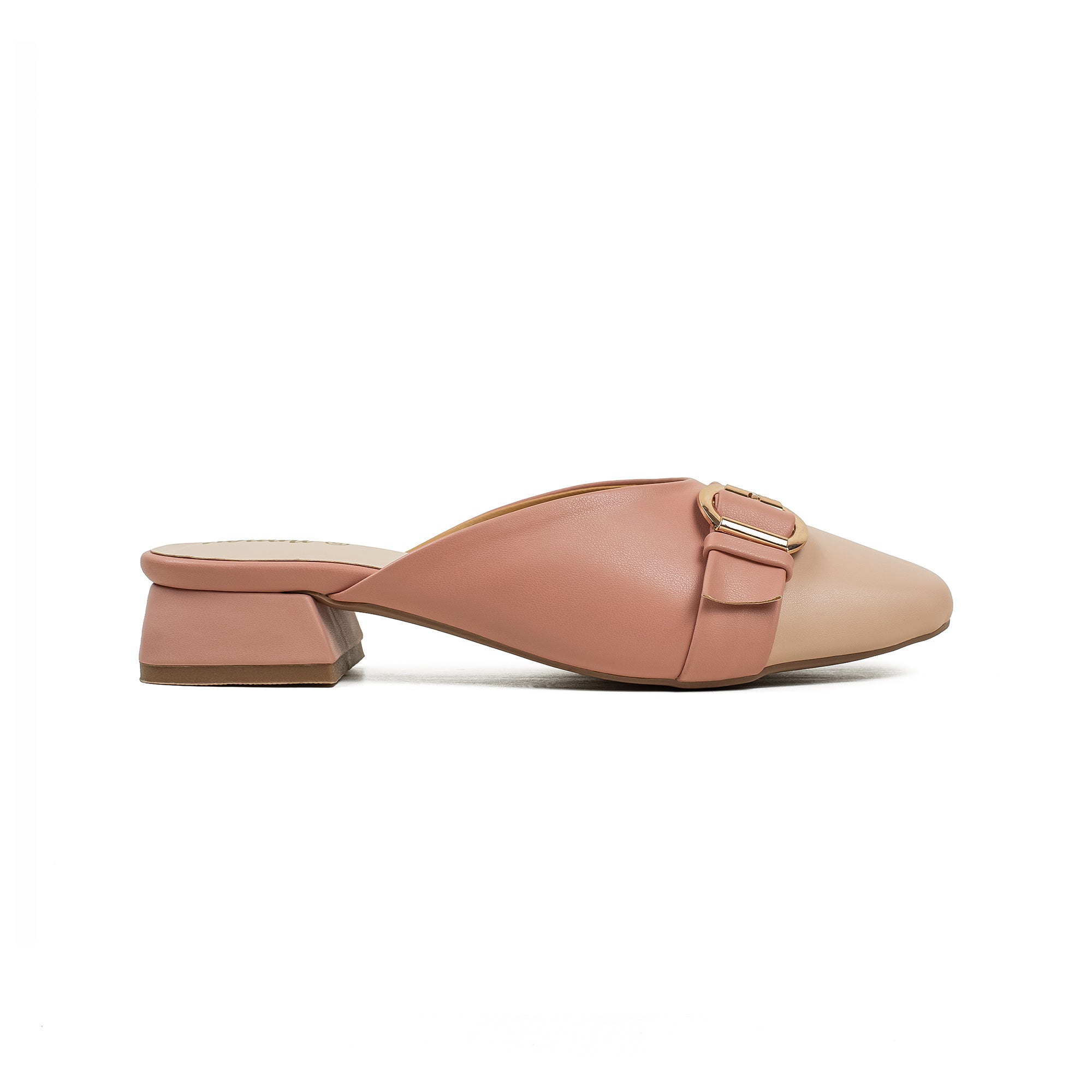 Vibrant Ladies Pink & Beige PU Block Heel Shoes with Cushioned Insole - Elegant and Comfortable - Vibrantbd.com