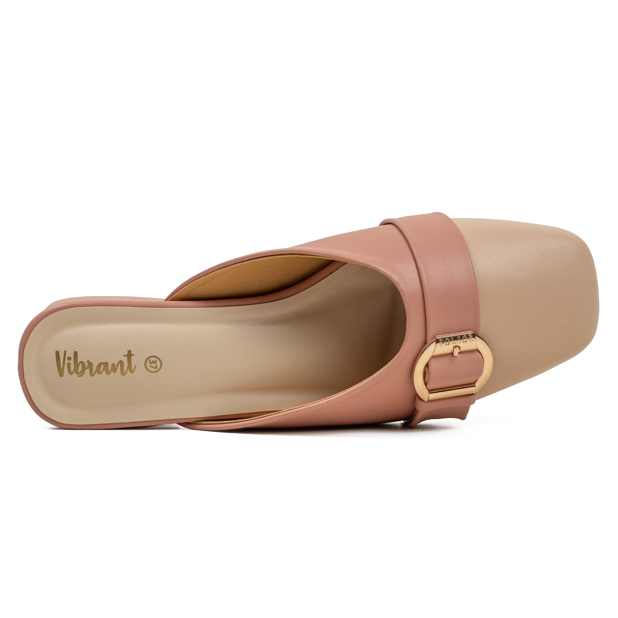 Vibrant Ladies Pink & Beige PU Block Heel Shoes with Cushioned Insole - Elegant and Comfortable - Vibrantbd.com