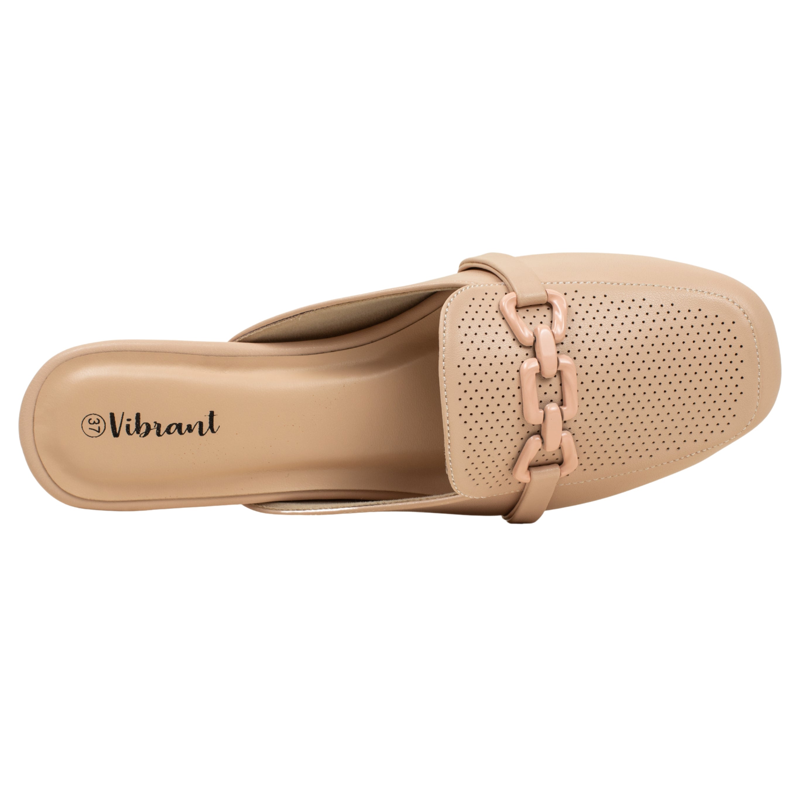 Women’s Beige Open-Toe Block Heel Sandals with Rhinestone Straps