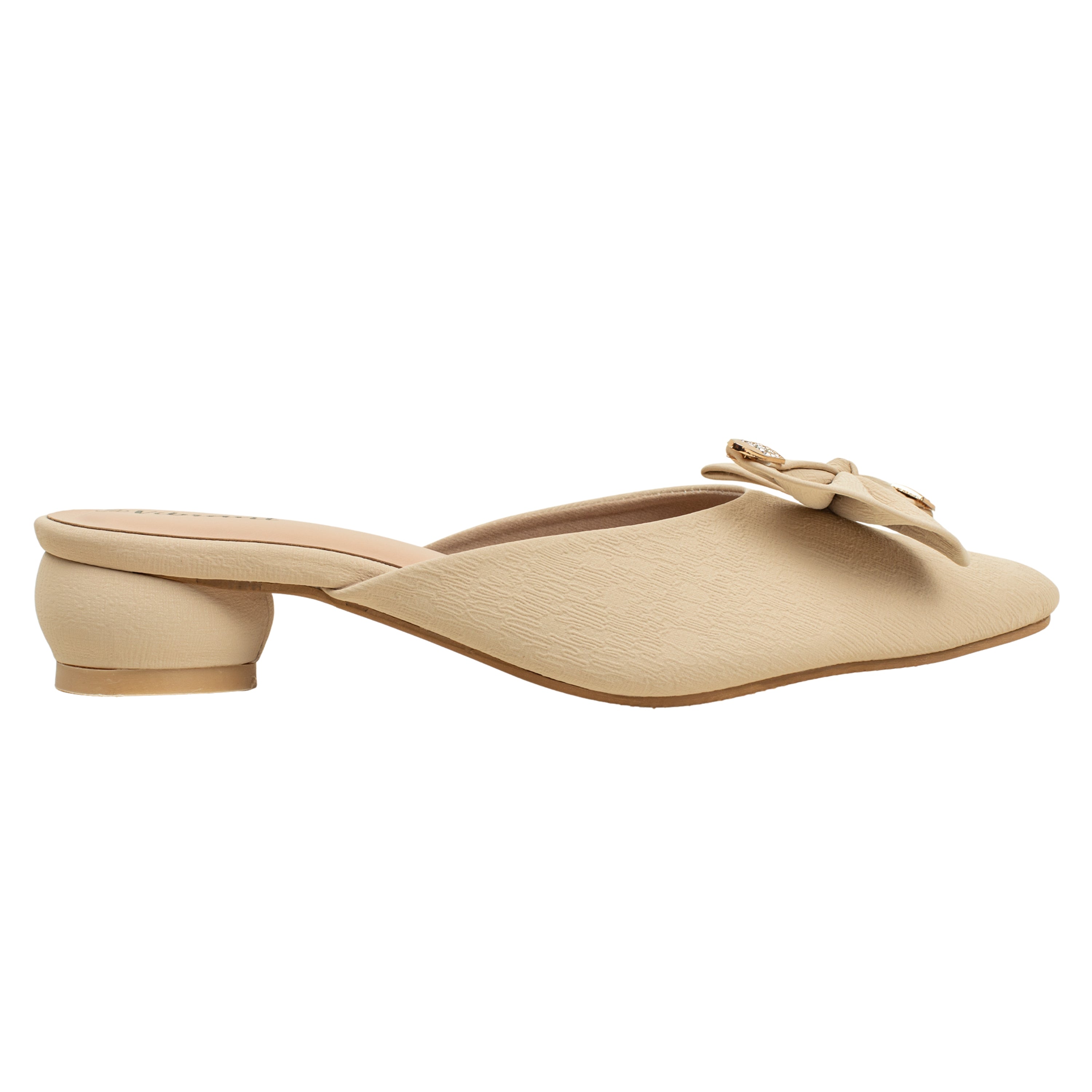 Ladies Beige Slip-On Low-Heel Mule