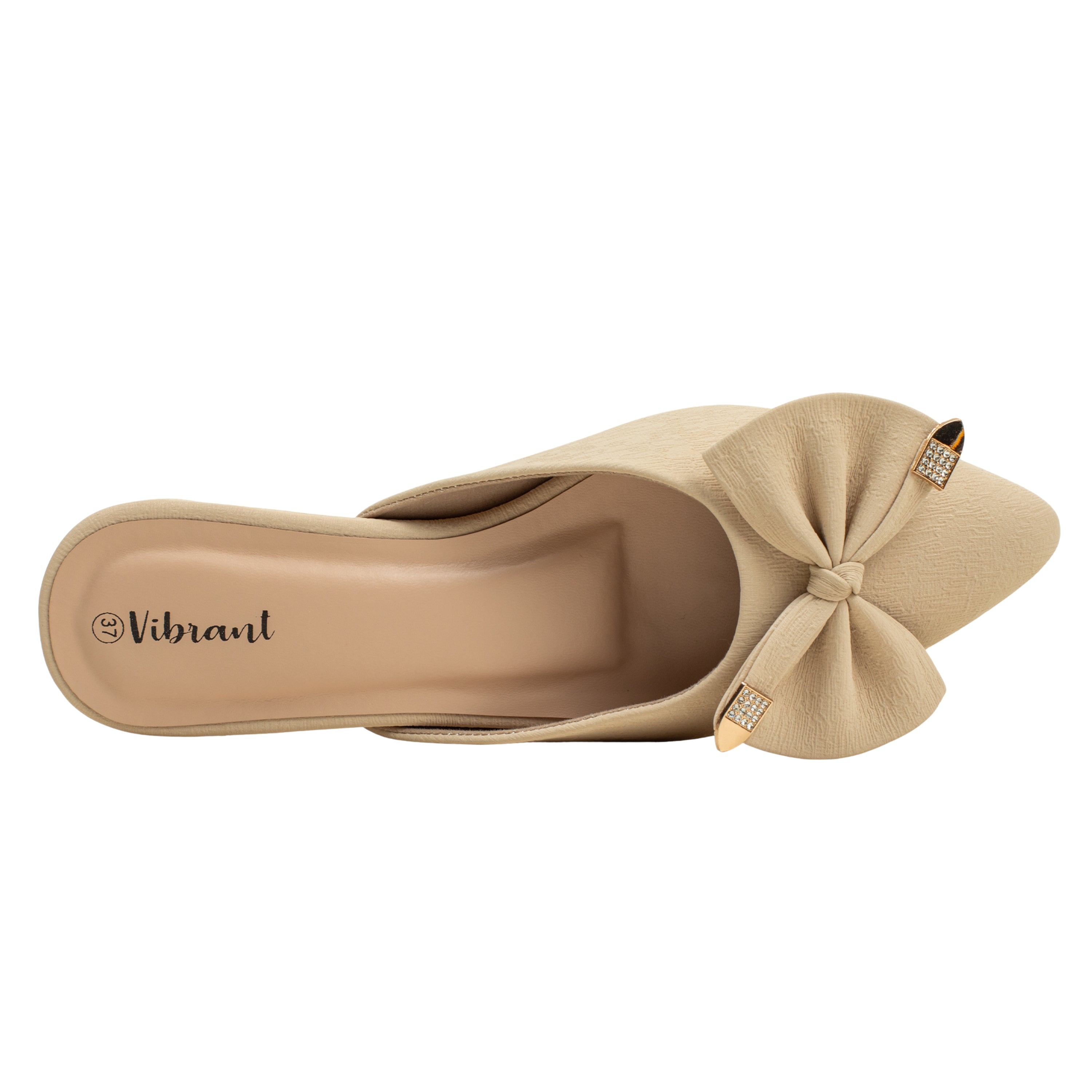 Ladies Beige Slip-On Low-Heel Mule