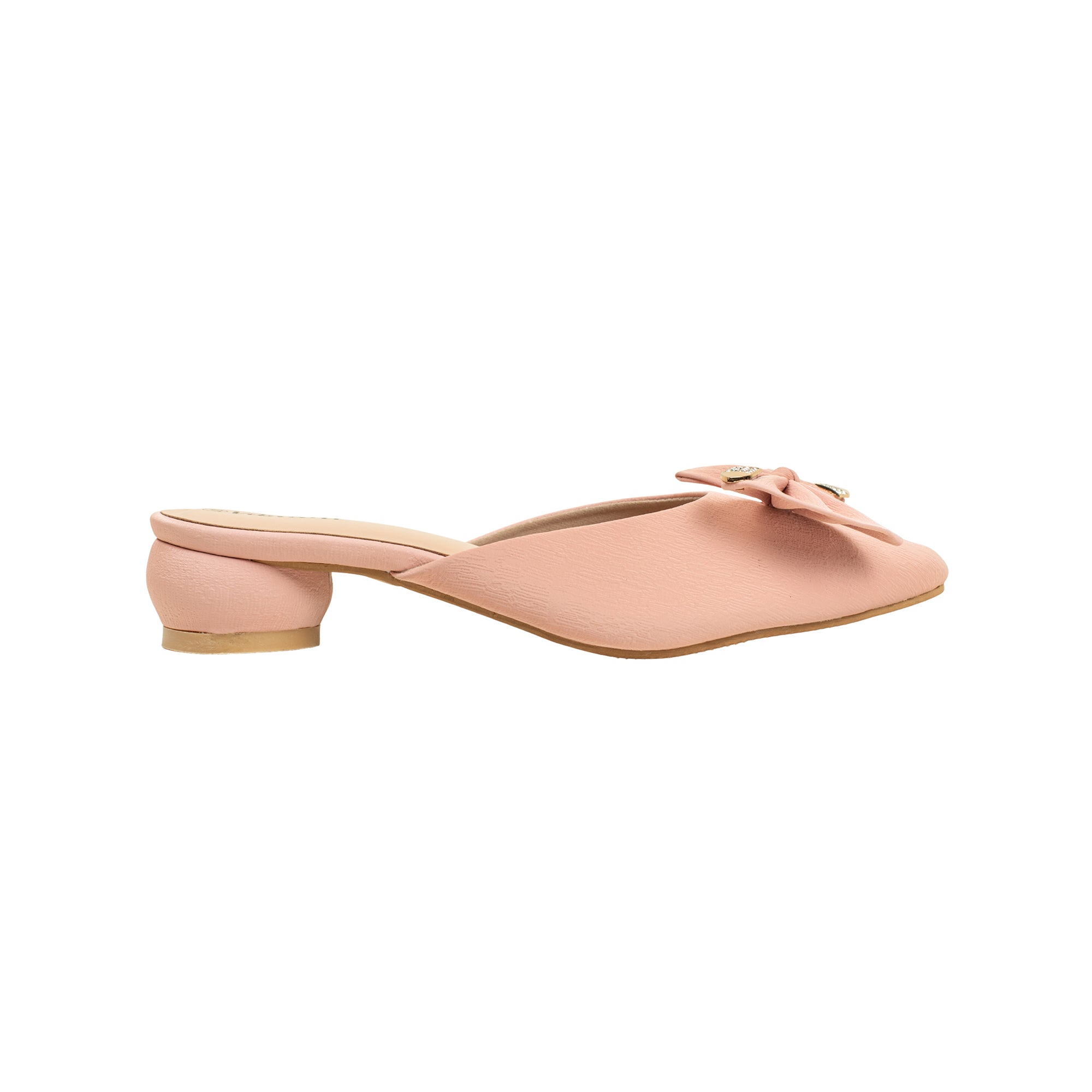 Ladies Pink Slip-On Low-Heel Mule