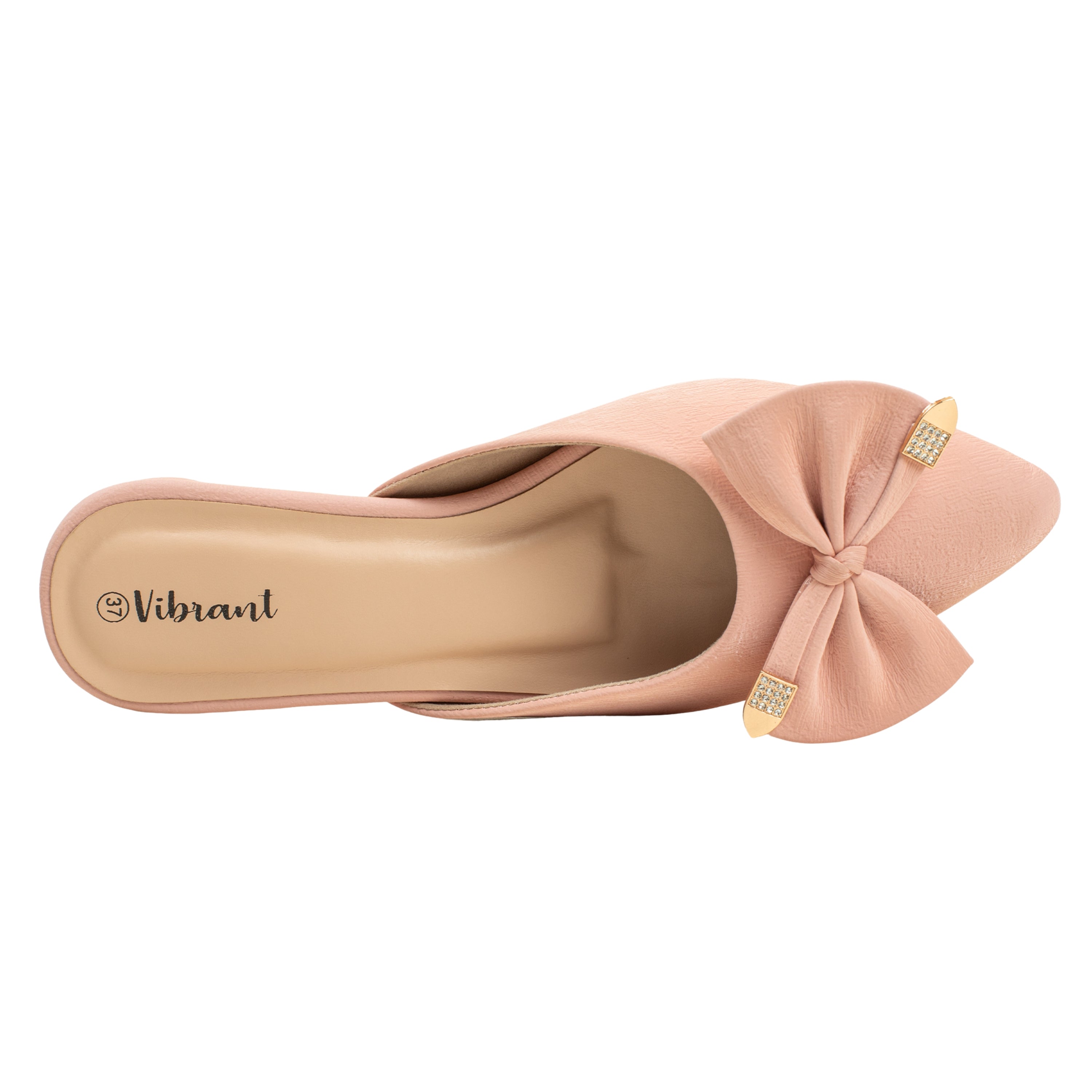Ladies Pink Slip-On Low-Heel Mule