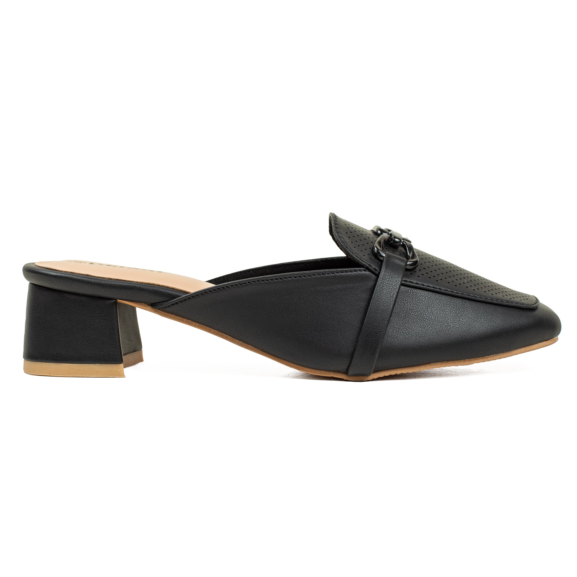 Women’s Black Open-Toe Block Heel Sandals with Rhinestone Straps - Vibrantbd.com