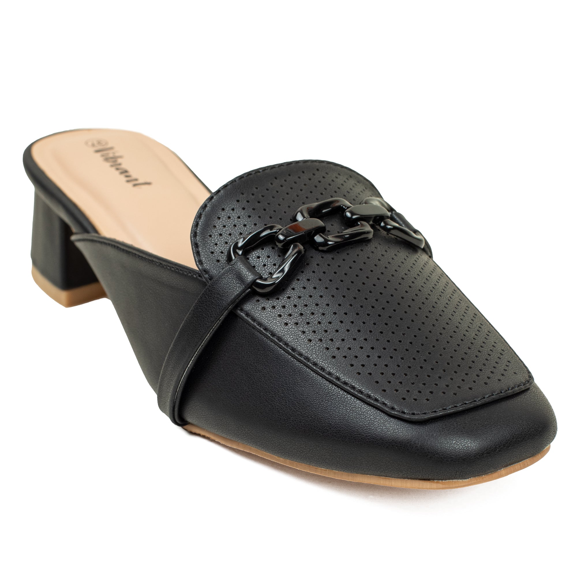 Women’s Black Open-Toe Block Heel Sandals with Rhinestone Straps - Vibrantbd.com