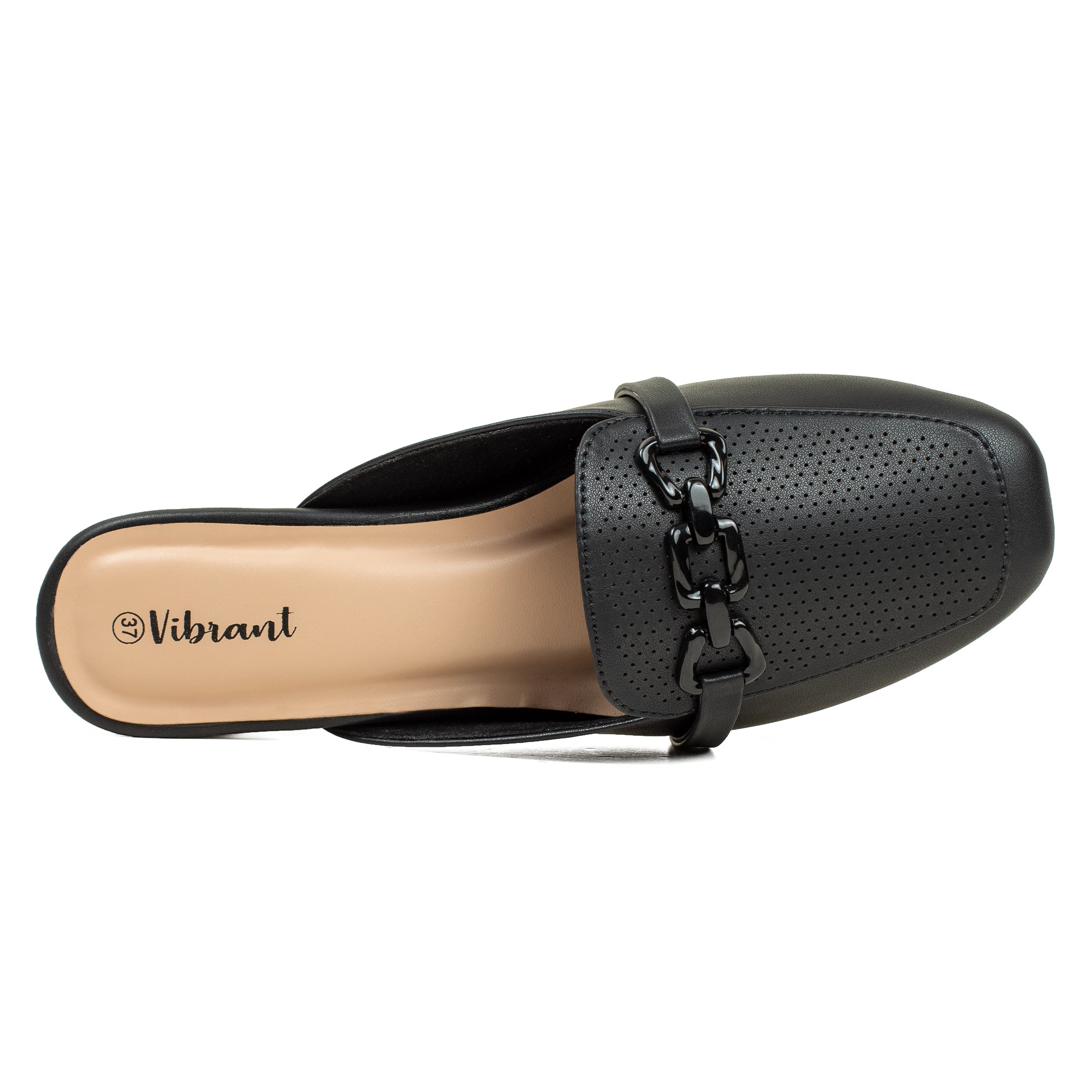 Women’s Black Open-Toe Block Heel Sandals with Rhinestone Straps - Vibrantbd.com