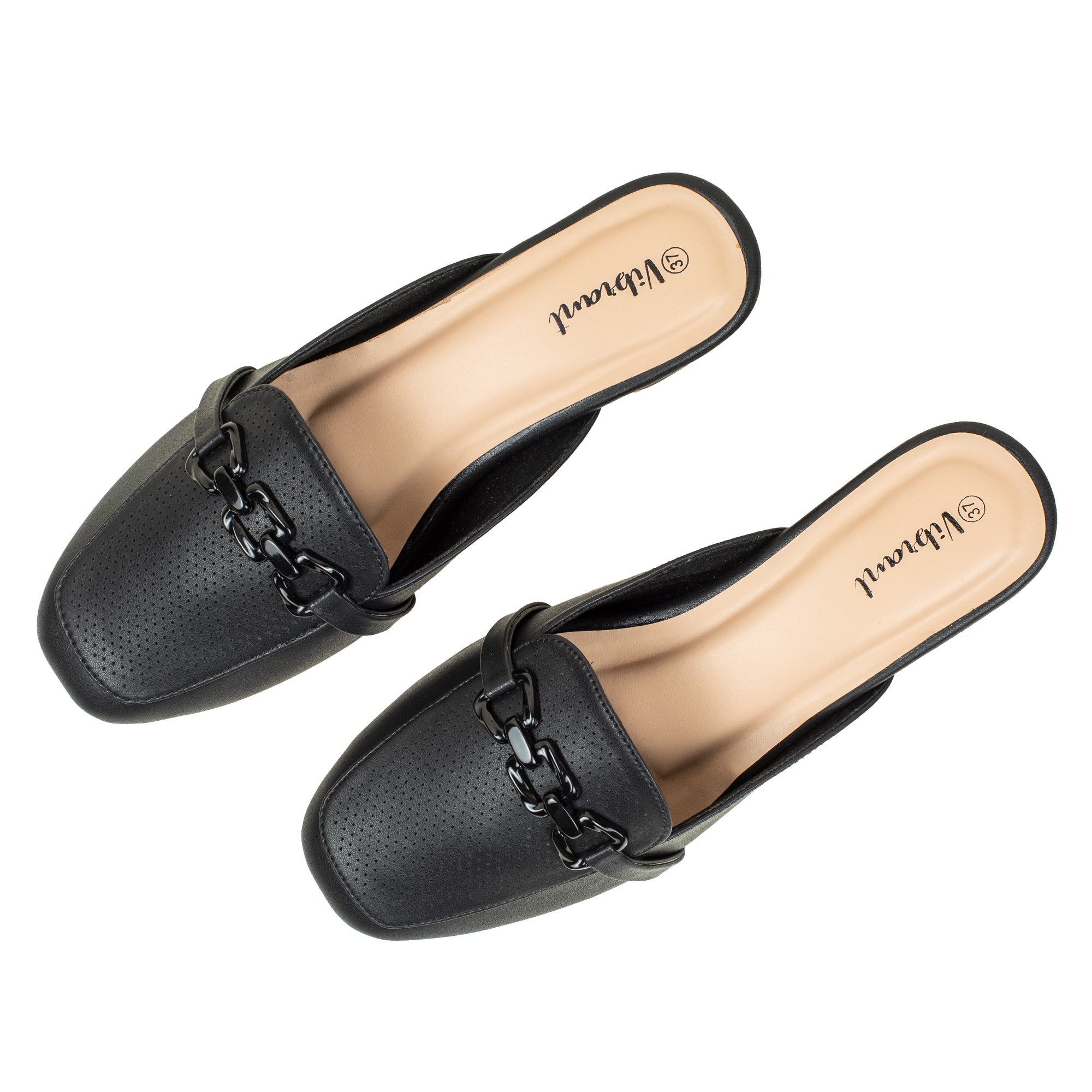 Women’s Black Open-Toe Block Heel Sandals with Rhinestone Straps - Vibrantbd.com