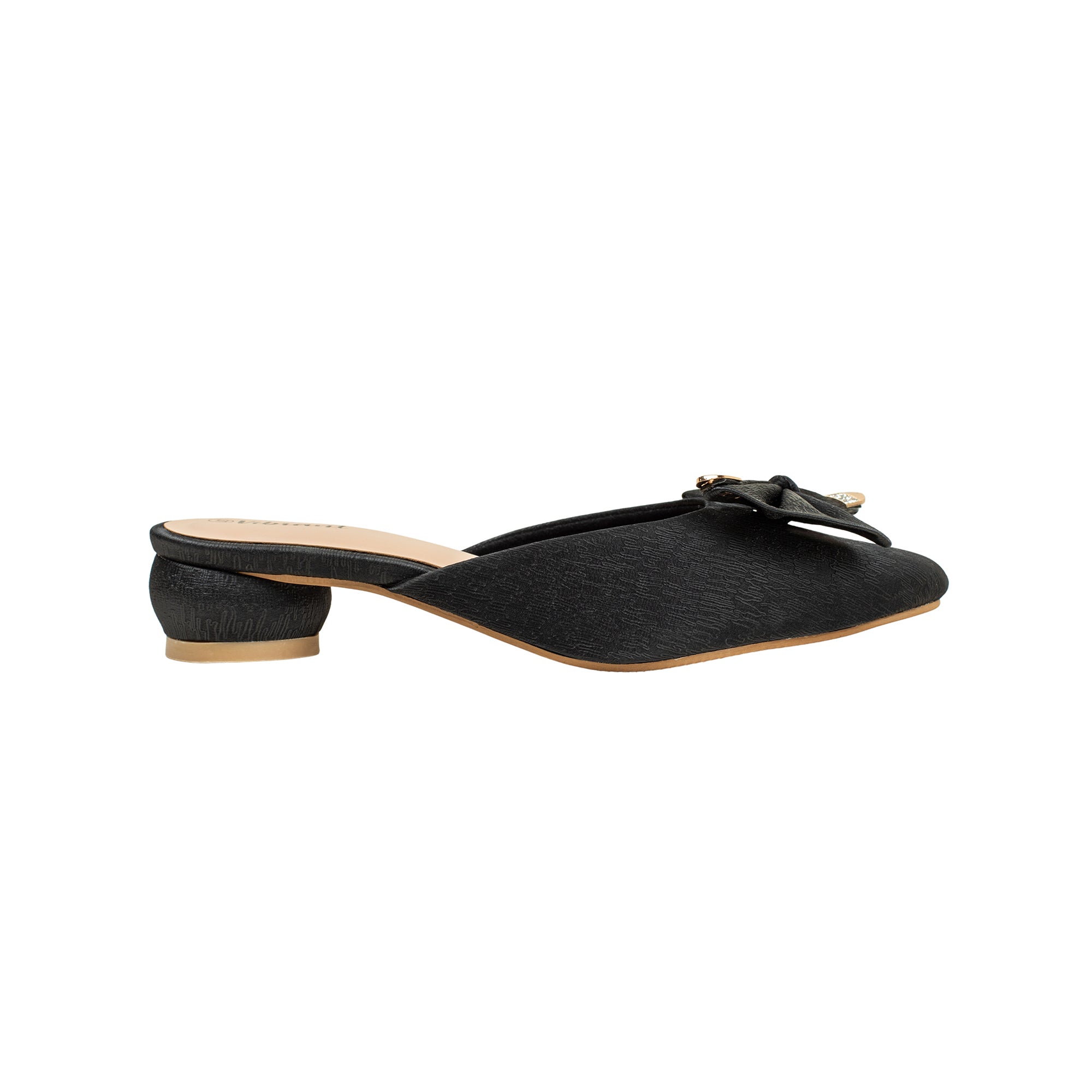 Ladies Black Slip-On Low-Heel Mule