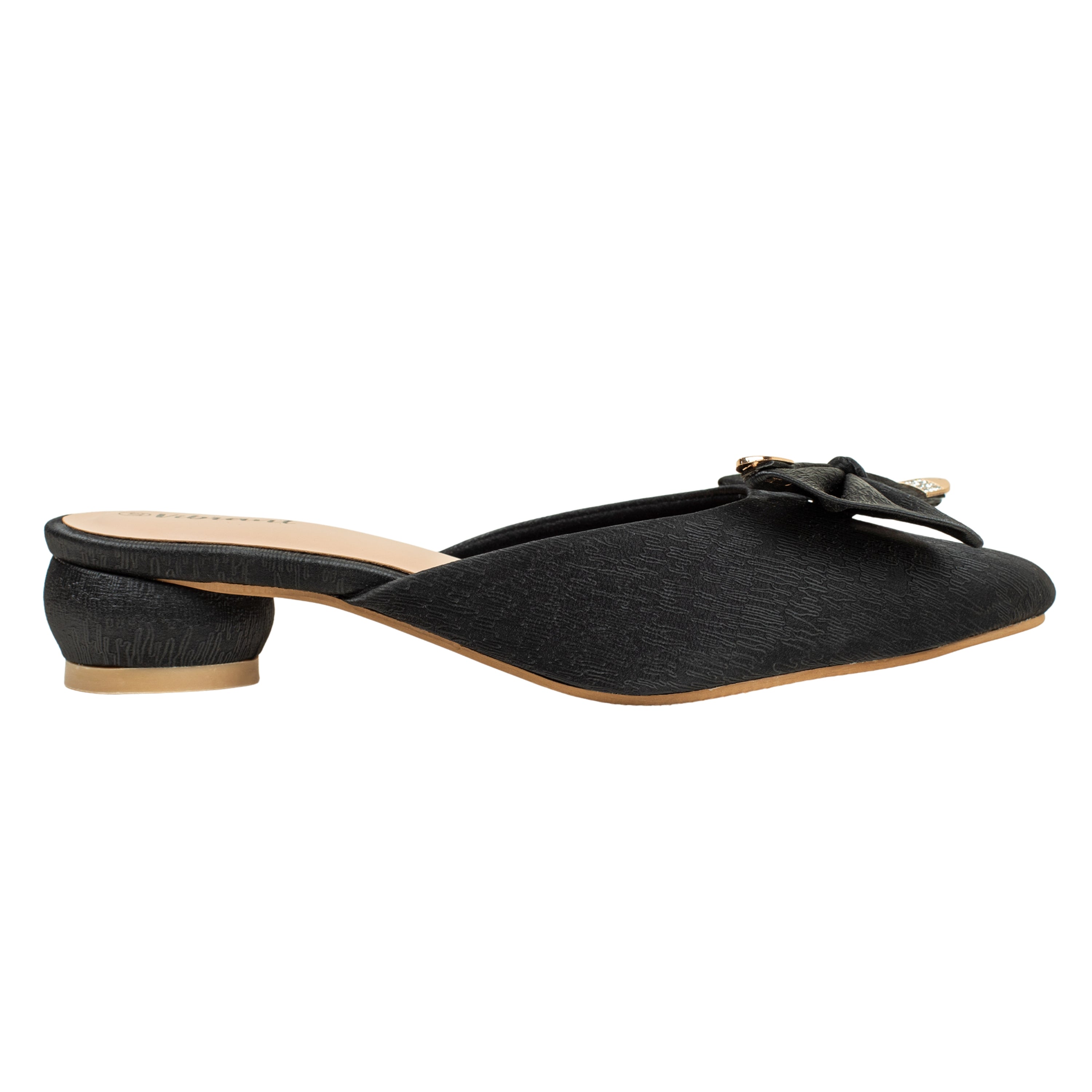Ladies Black Slip-On Low-Heel Mule