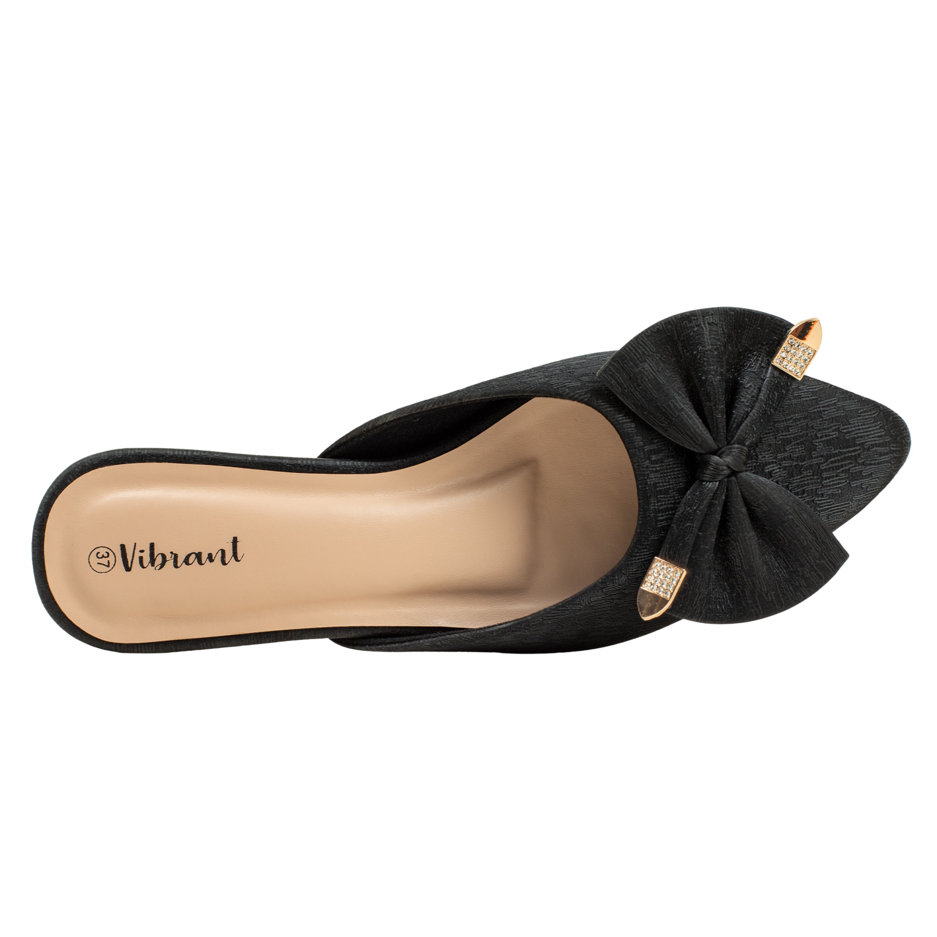 Ladies Black Slip-On Low-Heel Mule