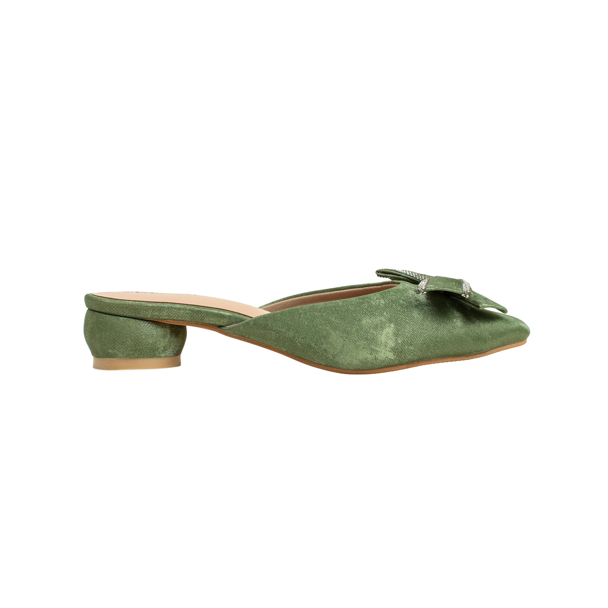 Ladies Green Slip-On Low-Heel Mule