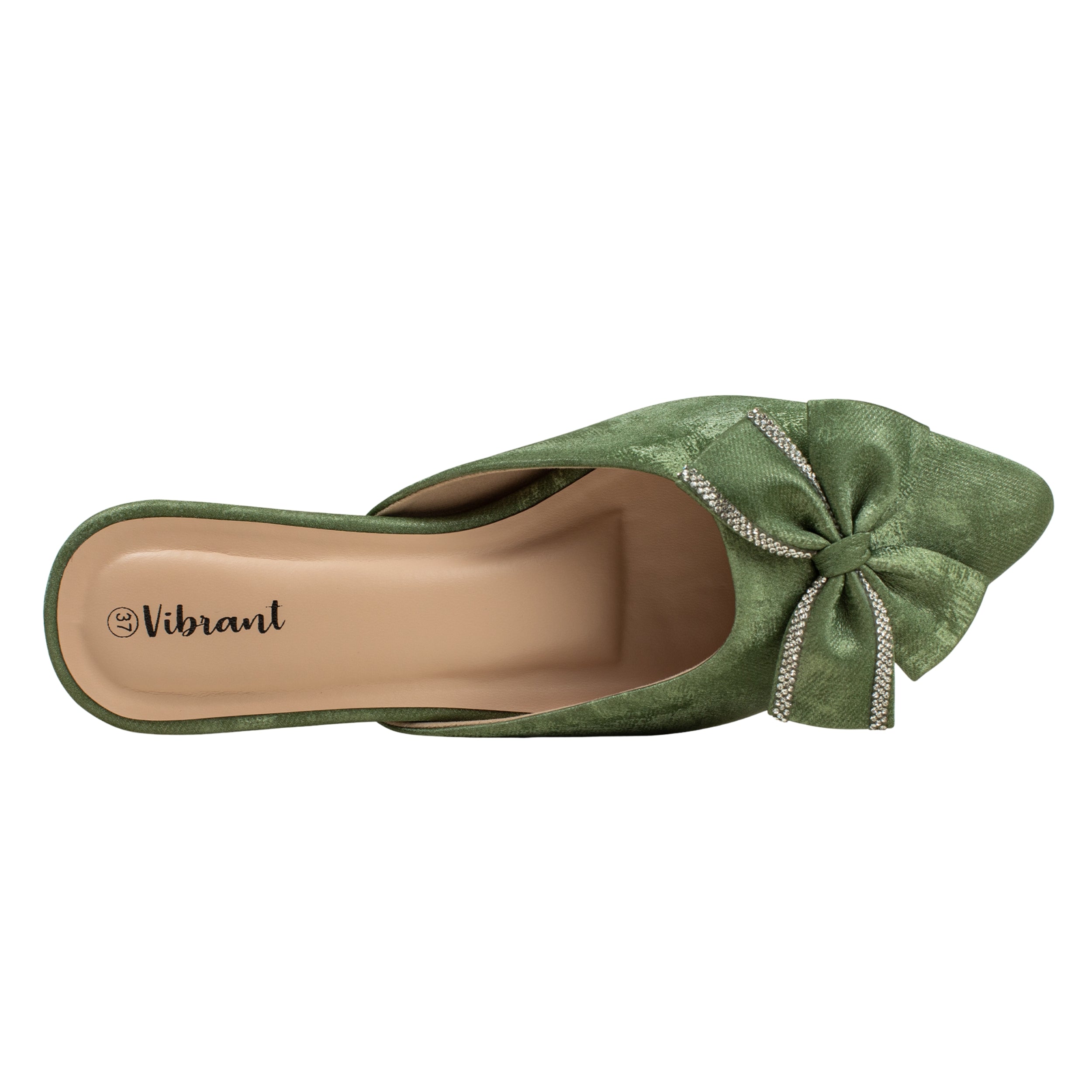 Ladies Green Slip-On Low-Heel Mule