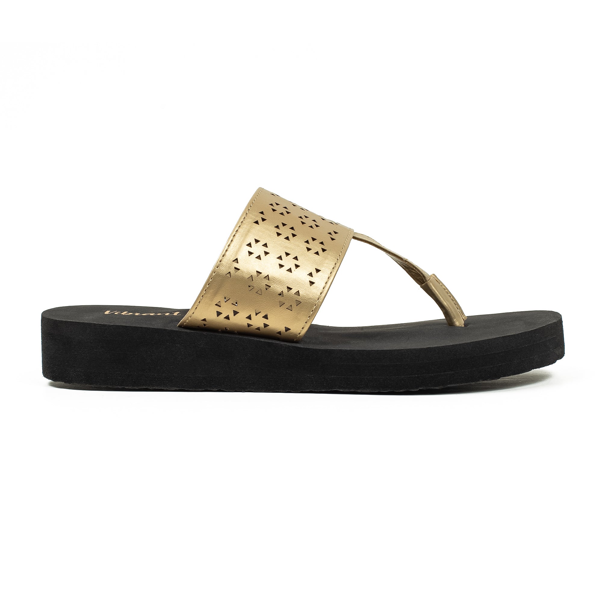 Women's Floral Wedge Heel Flip-Flop Sandal | Vibrant® Lightweight PVC Sole with PU/Fabric Upper - Vibrantbd.com