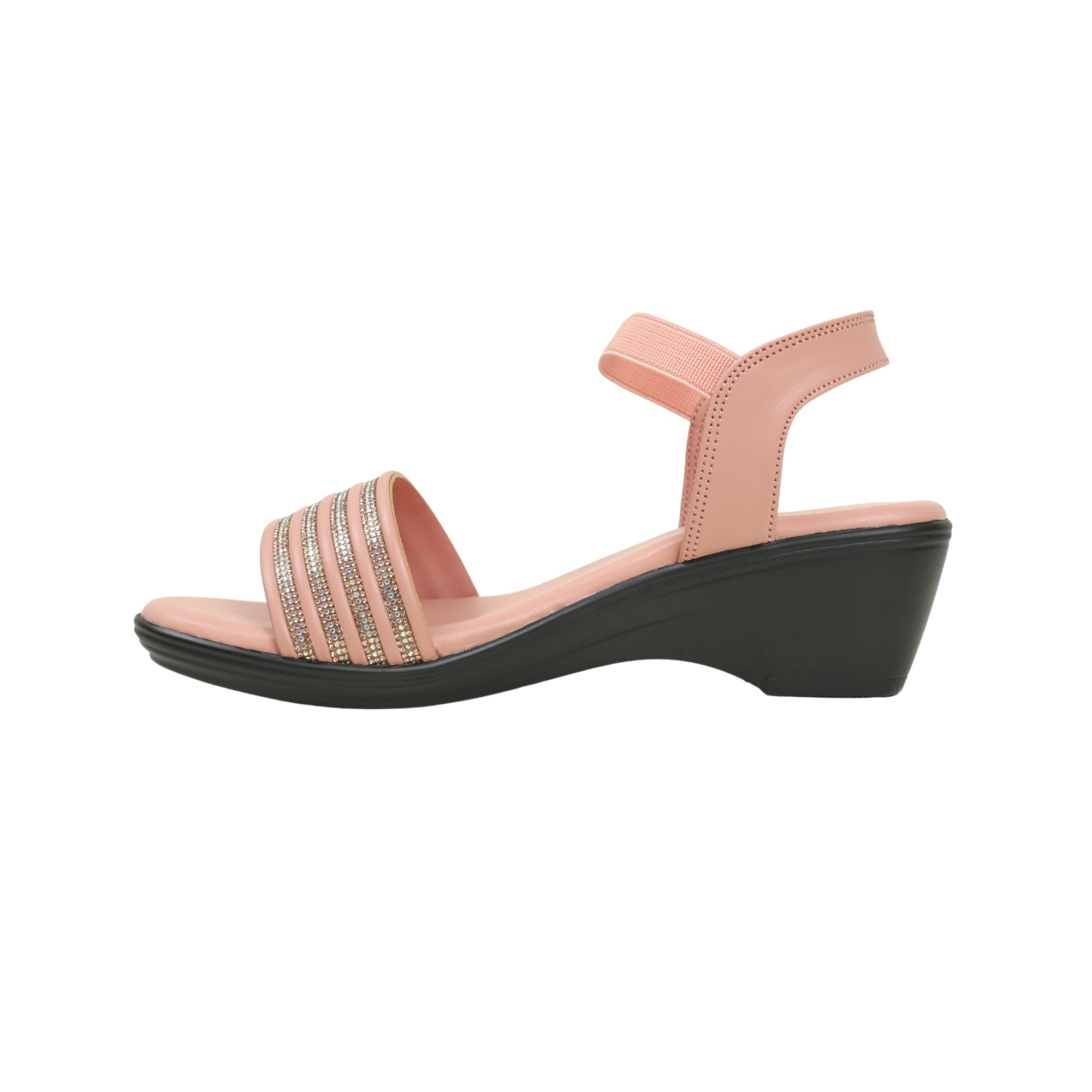 Vibrant Ladies Peach Wedge Heel Sandal – Elegant & Comfortable PU Leather Footwear - Vibrantbd.com