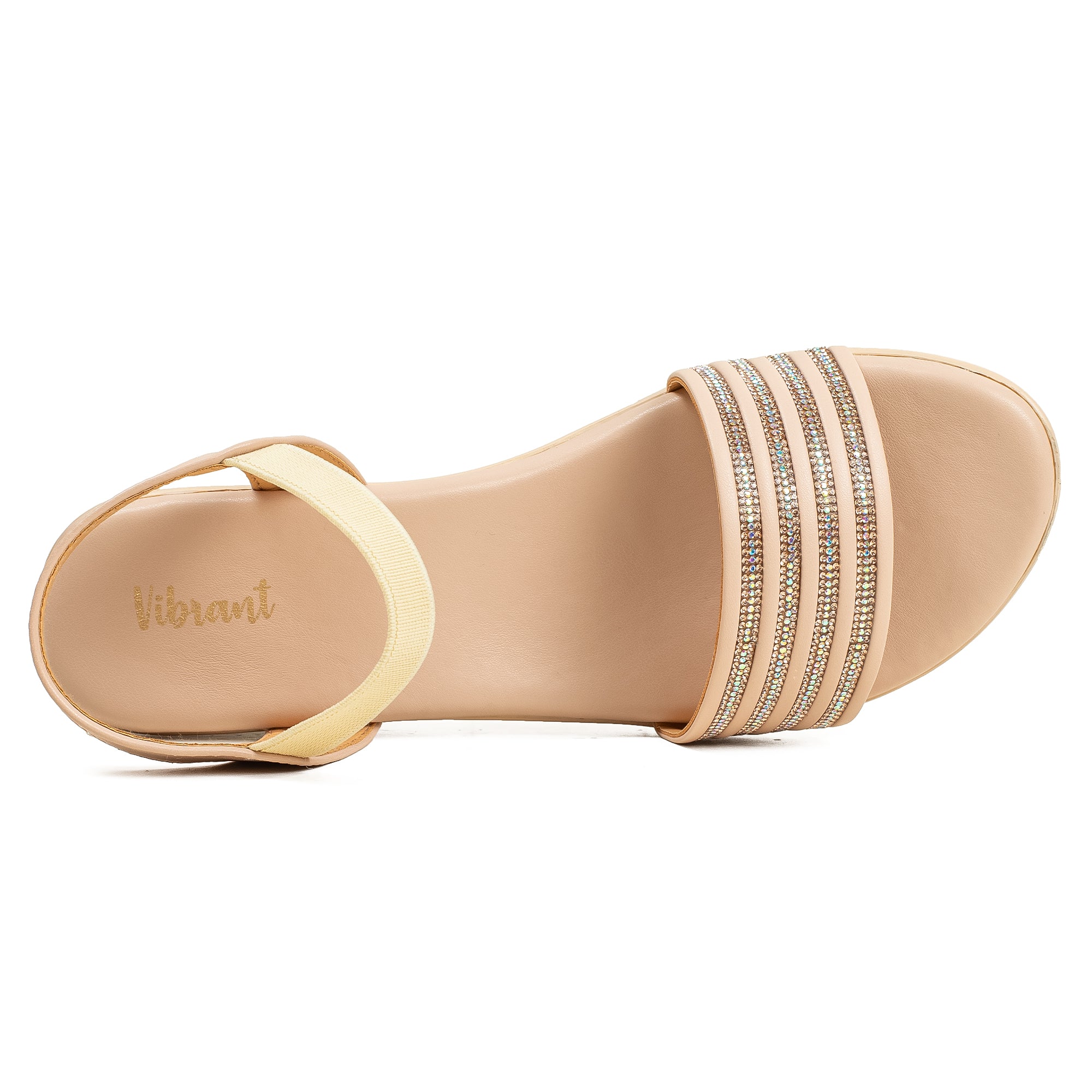 Vibrant Ladies Beige Wedge Heel Sandal - Vibrantbd.com