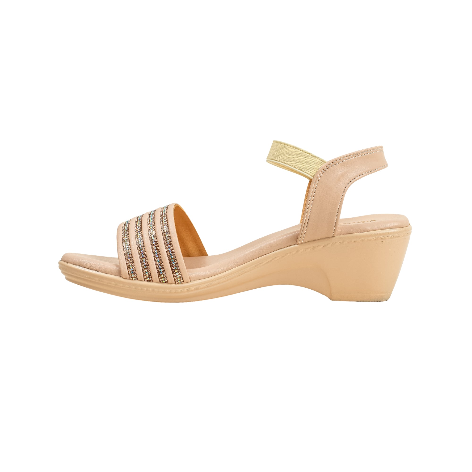 Vibrant Ladies Beige Wedge Heel Sandal - Vibrantbd.com