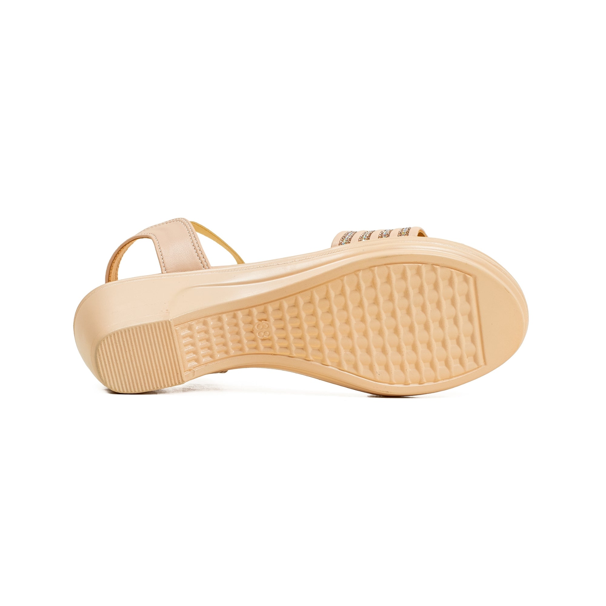Vibrant Ladies Beige Wedge Heel Sandal - Vibrantbd.com