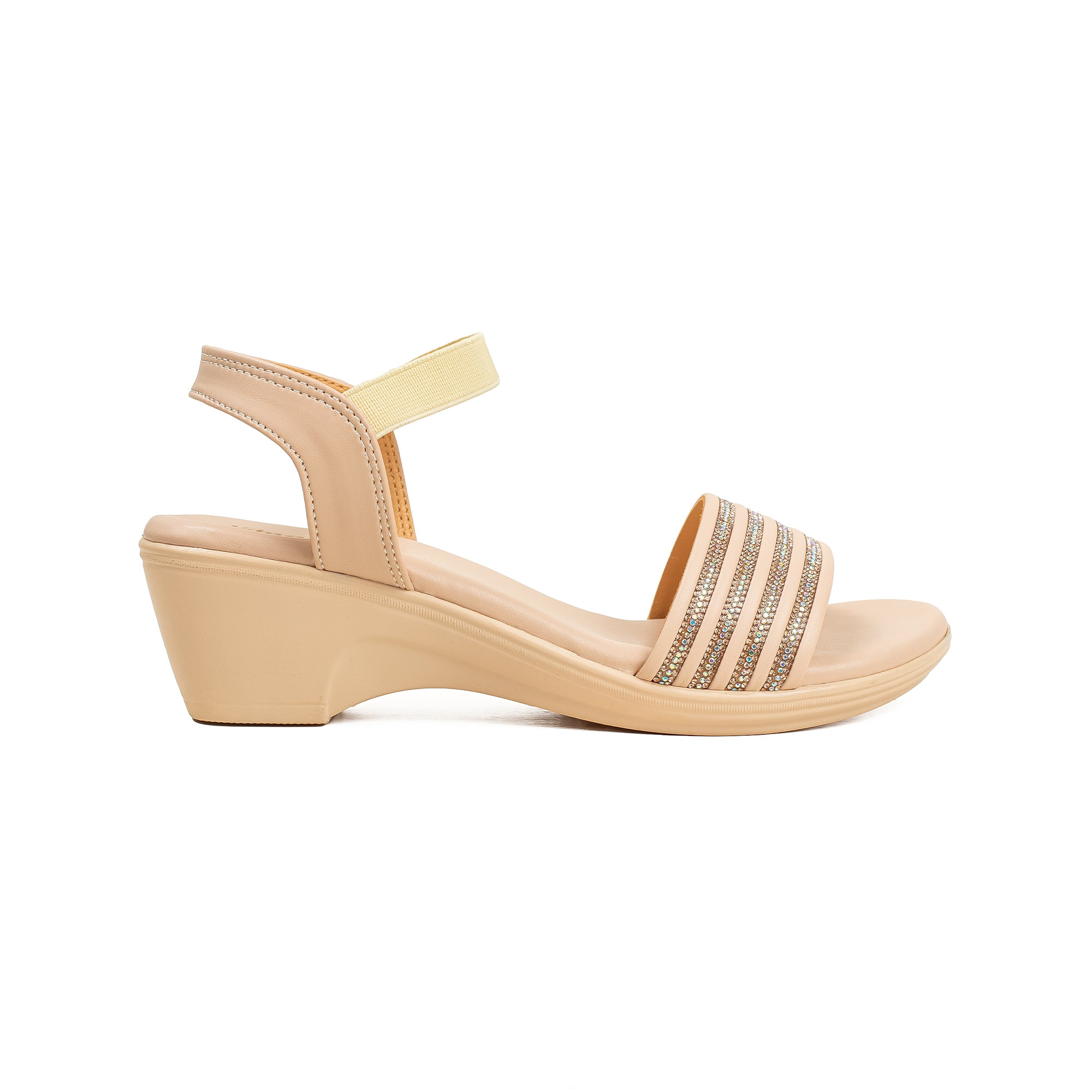 Vibrant Ladies Beige Wedge Heel Sandal - Vibrantbd.com