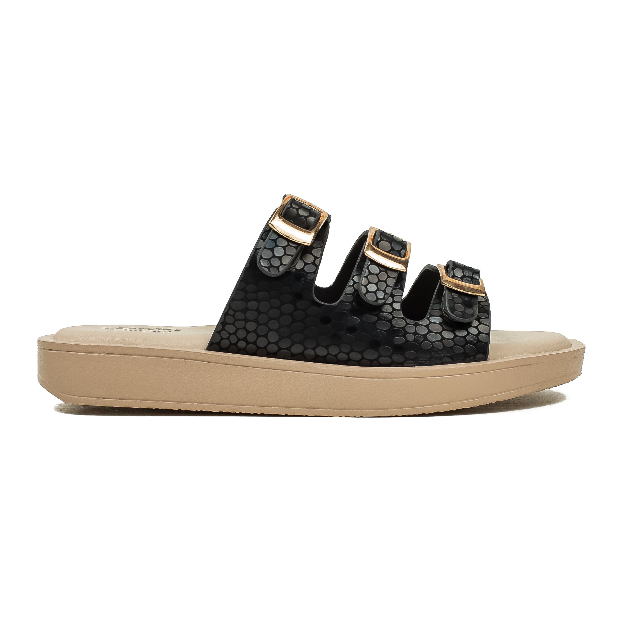 Ladies Dr. Vi Ultimate Comfort Black Sandal | Stylish PU Upper with TPR Outsole and Cushioned Insole - Vibrantbd.com