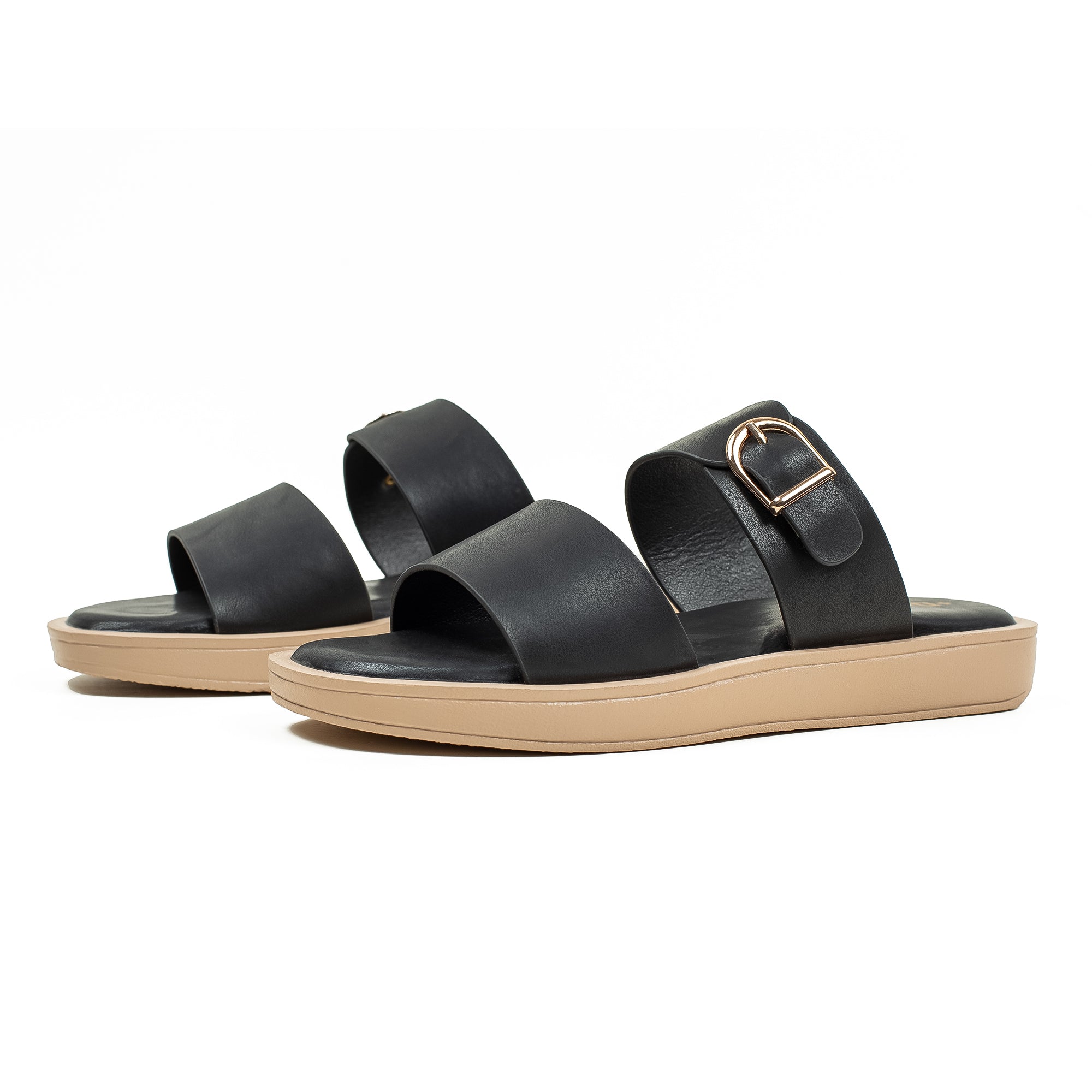 Ladies Dr. Vi Ultimate Comfort Black Sandal | Stylish PU Upper with TPR Outsole and Cushioned Insole - Vibrantbd.com