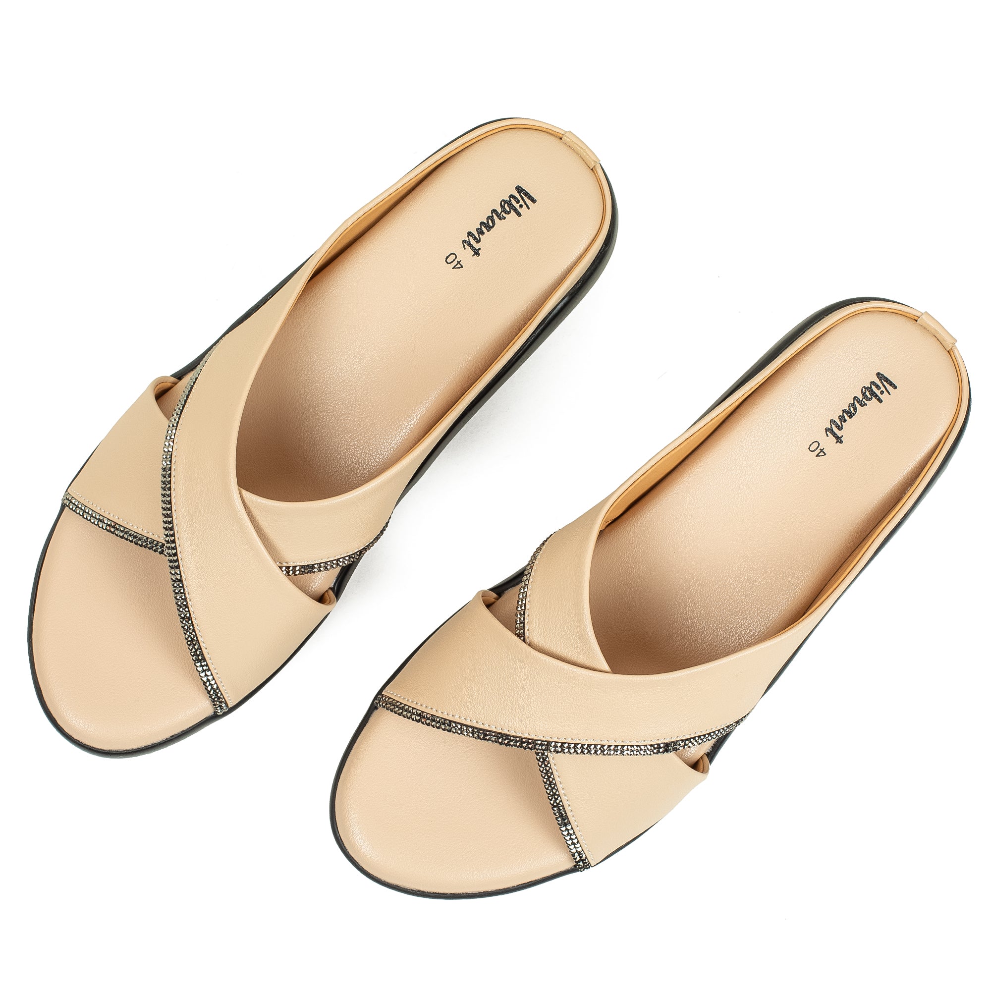 Vibrant Ladies’ Beige Wedge Heel Sandal – Elegant PU Leather Slip-On with Padded Insole for Comfort - Vibrantbd.com