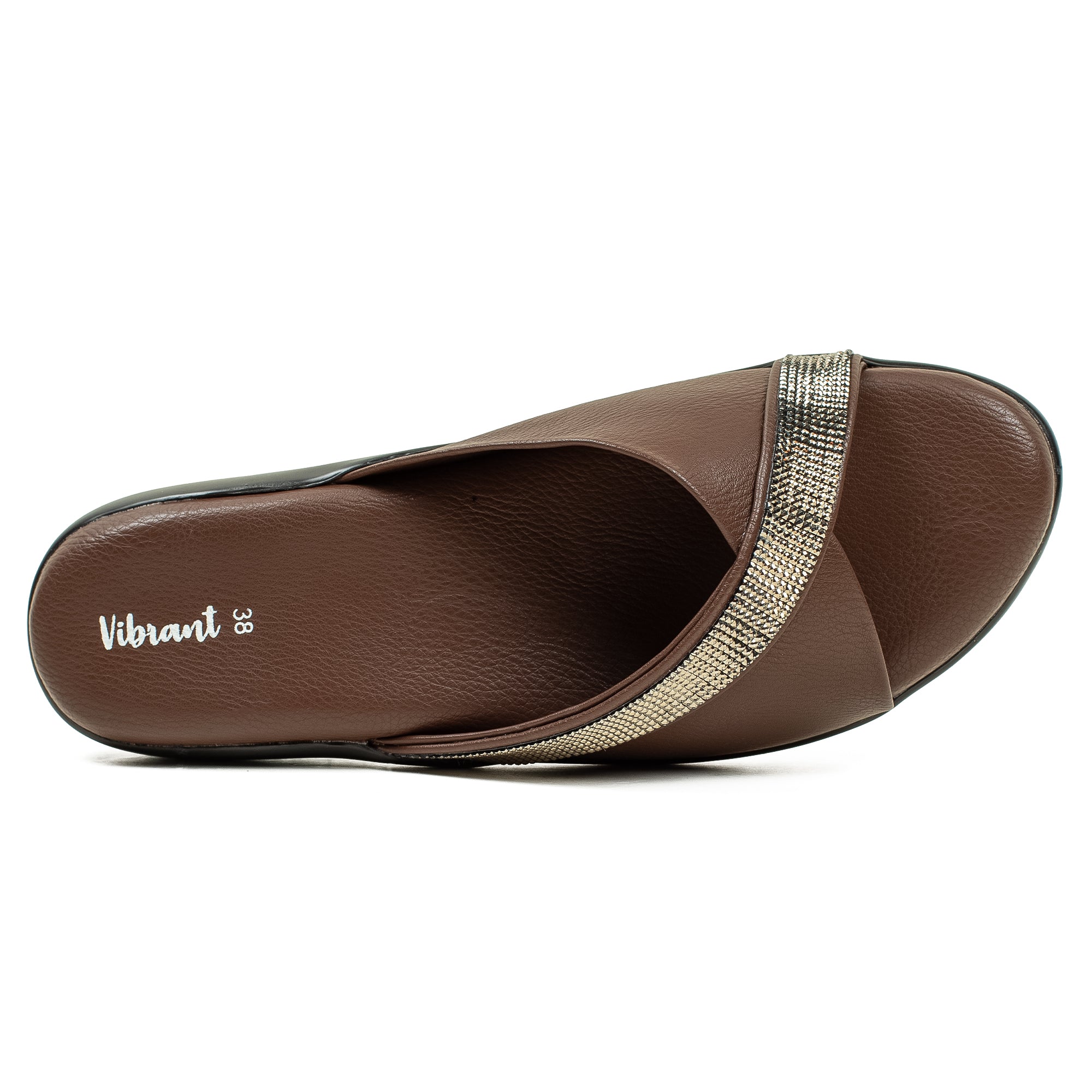 Vibrant Ladies Brown Wedge Heel Sandal – Comfortable & Stylish PU Leather - Vibrantbd.com